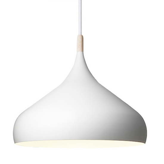 Wood Tip Spinning Top Wide Contemporary Pendant Light - White