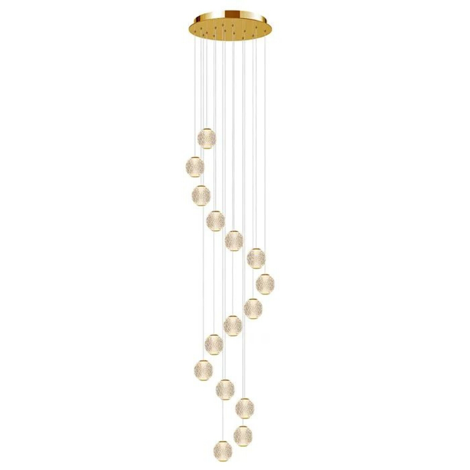 London 15 Light Clear Gold Cluster Pendant