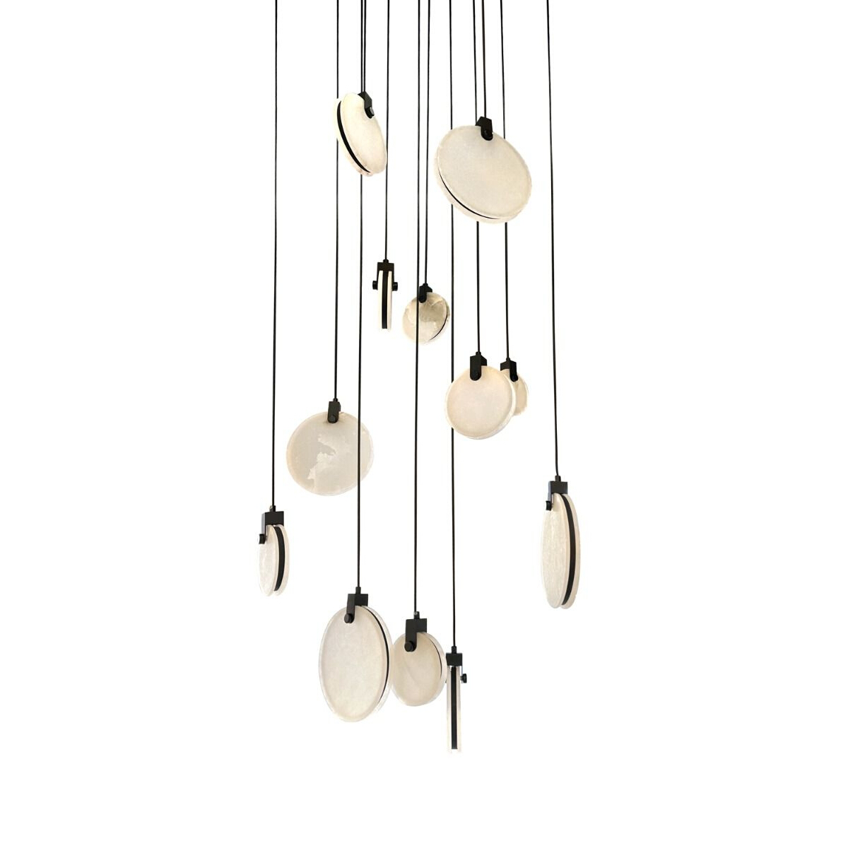 Pauline 12 Black Falling Lights Cluster Pendant