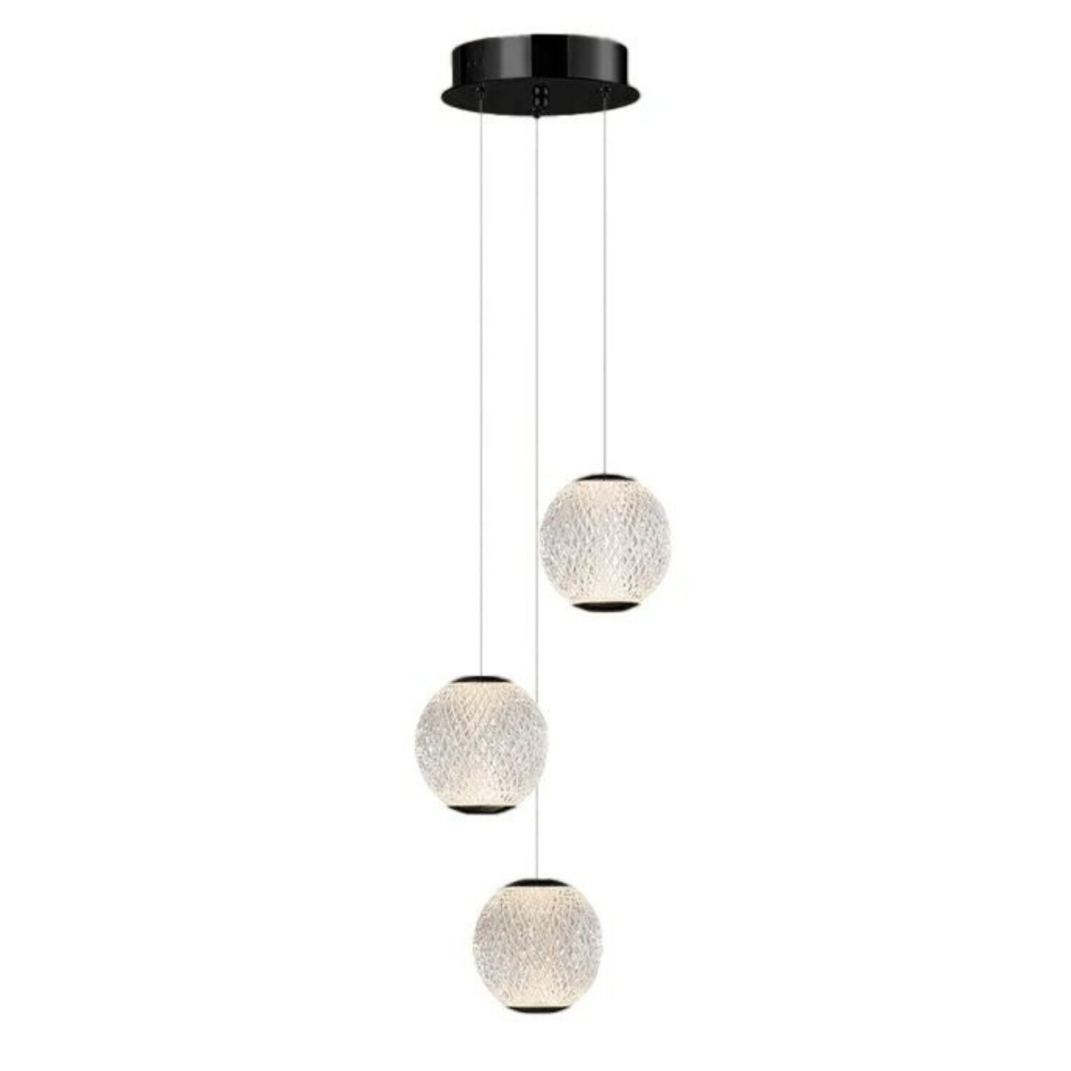 London 3 Light Clear Black Cluster Pendant