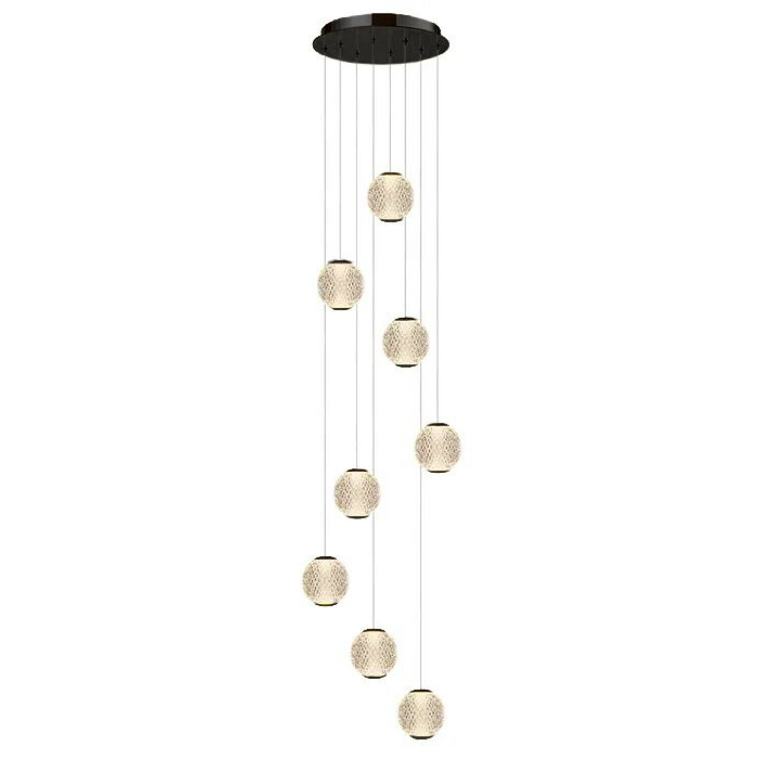 London 8 Light Clear Black Cluster Pendant