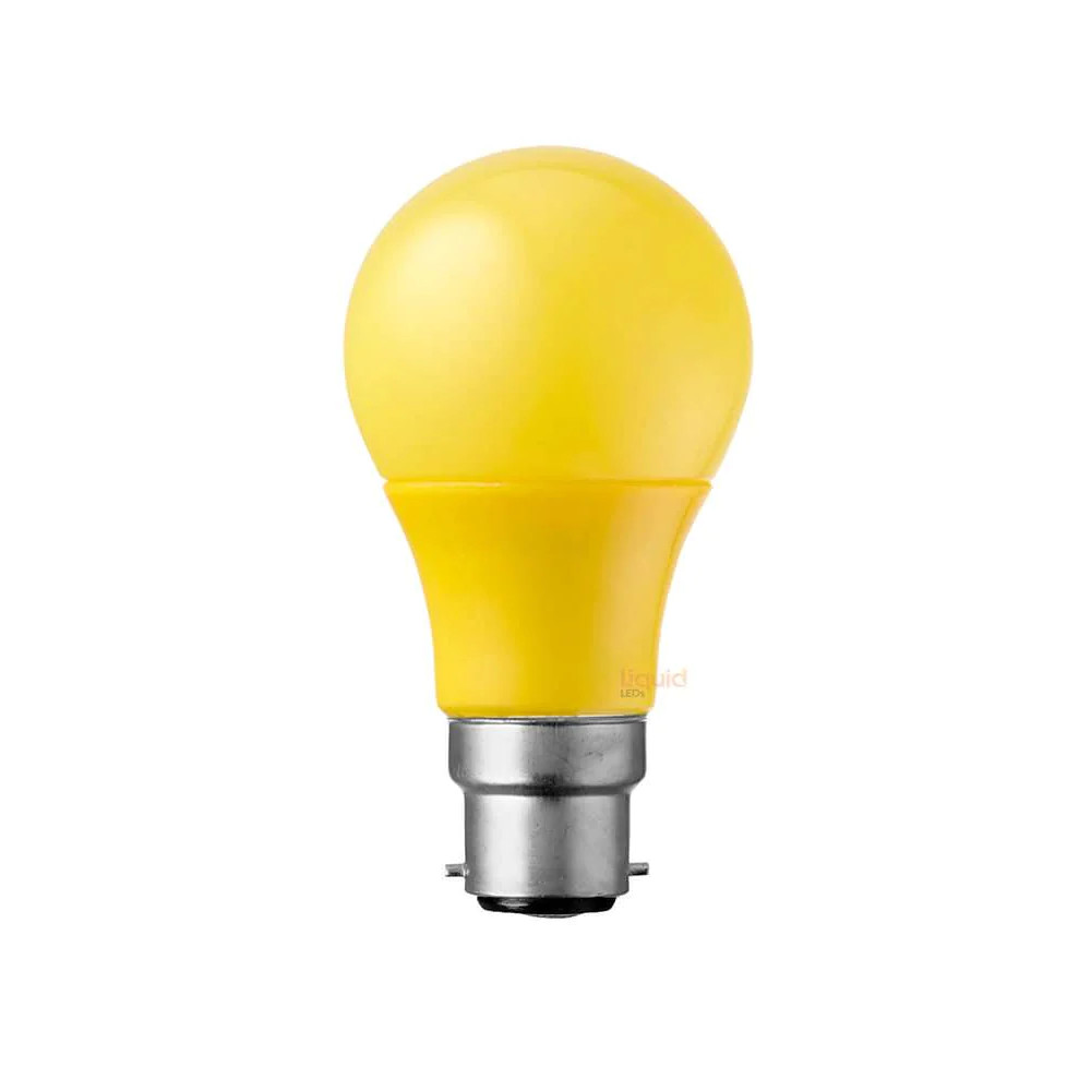 5W A60 GLS Non-Dimmable Yellow Polycarbonate B22 LED Bulb