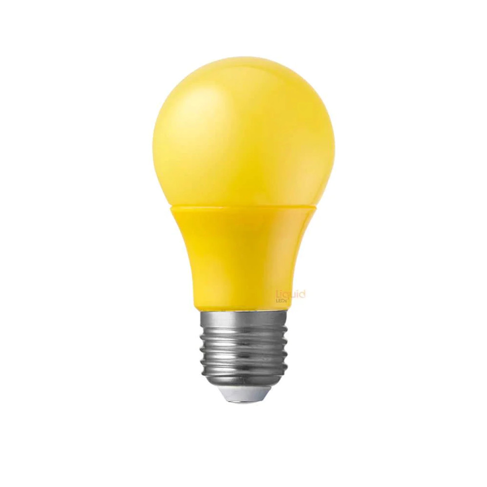 5W A60 GLS Non-Dimmable Yellow Polycarbonate E27 LED Bulb
