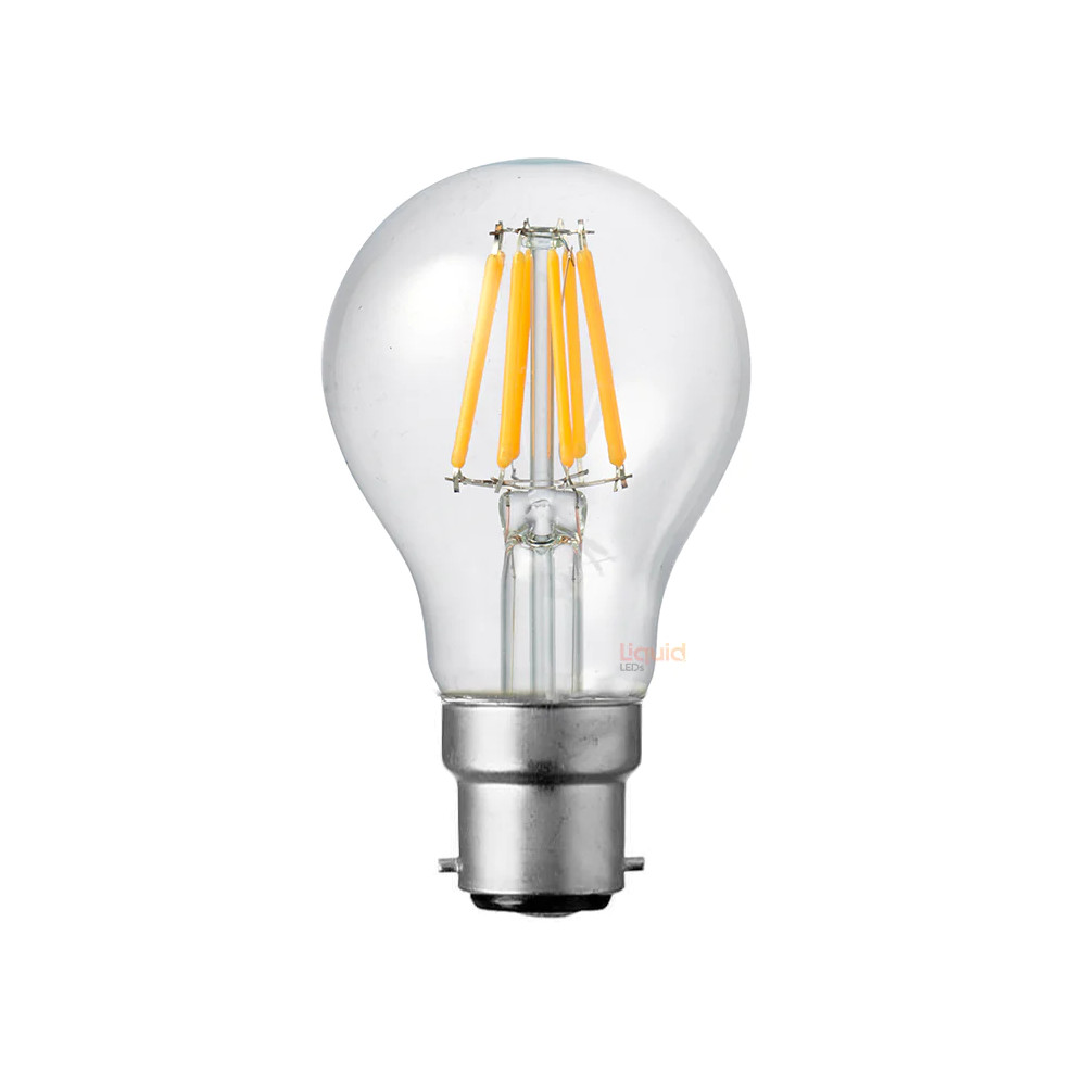 8W A60 GLS Clear Glass Dimmable Warm White B22 LED Bulb