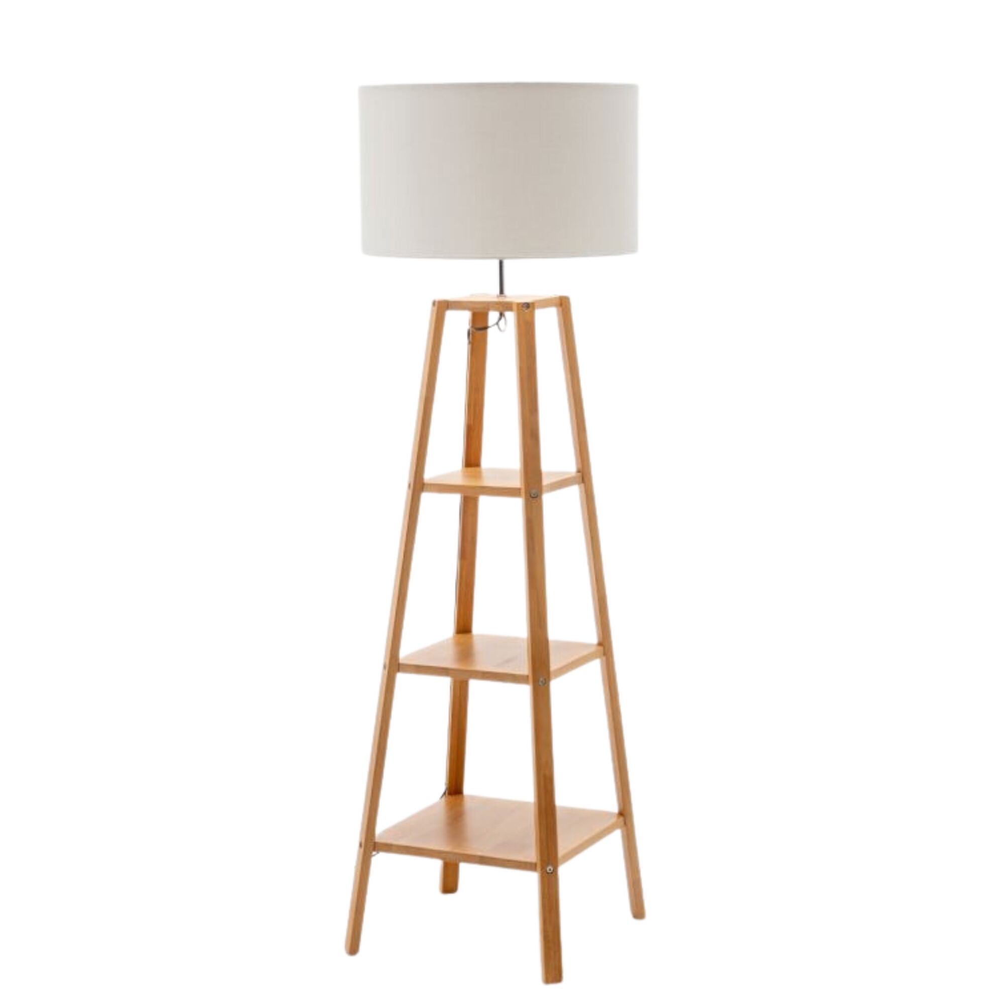Jerome Natural Rubberwood Shelf Floor Lamp