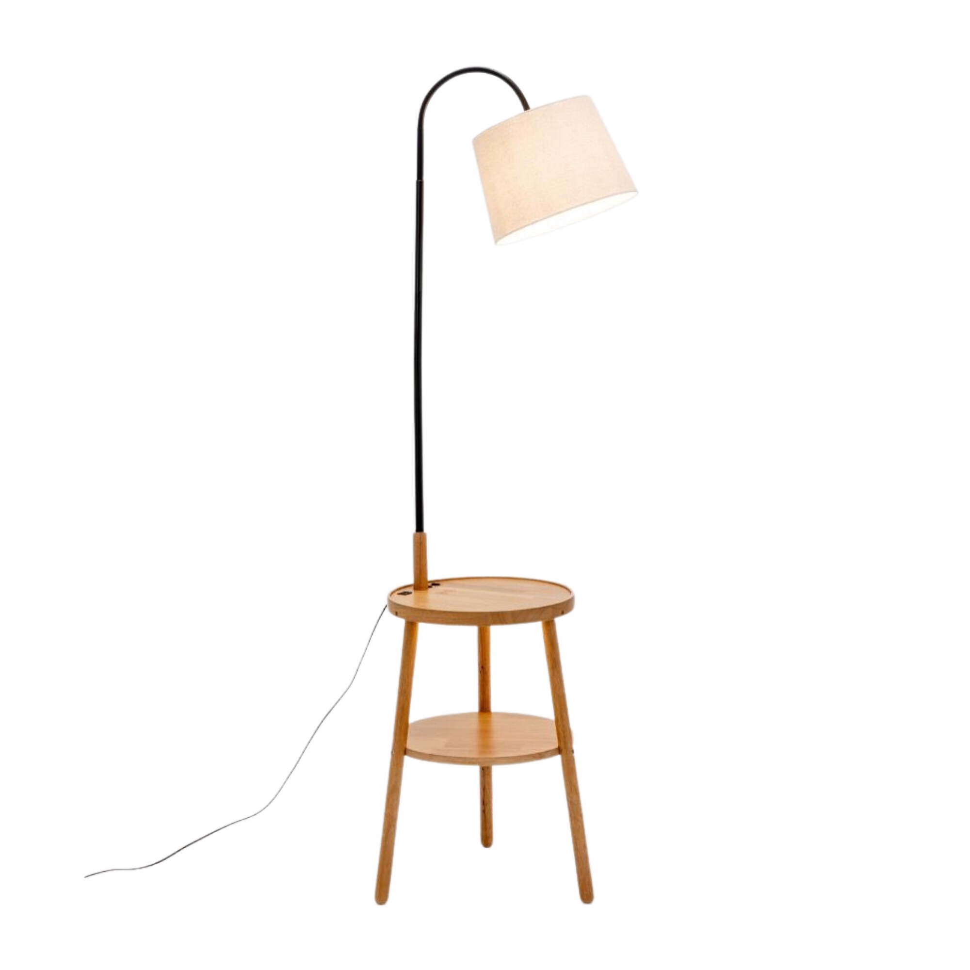 Philistine Natural Rubberwood Tray Floor Lamp