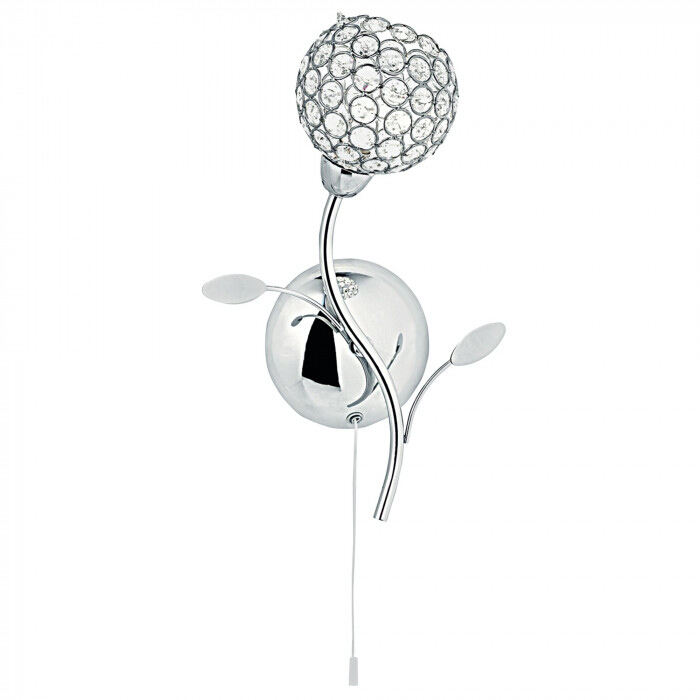 Elegant Chrome Crystal Flower Wall Light