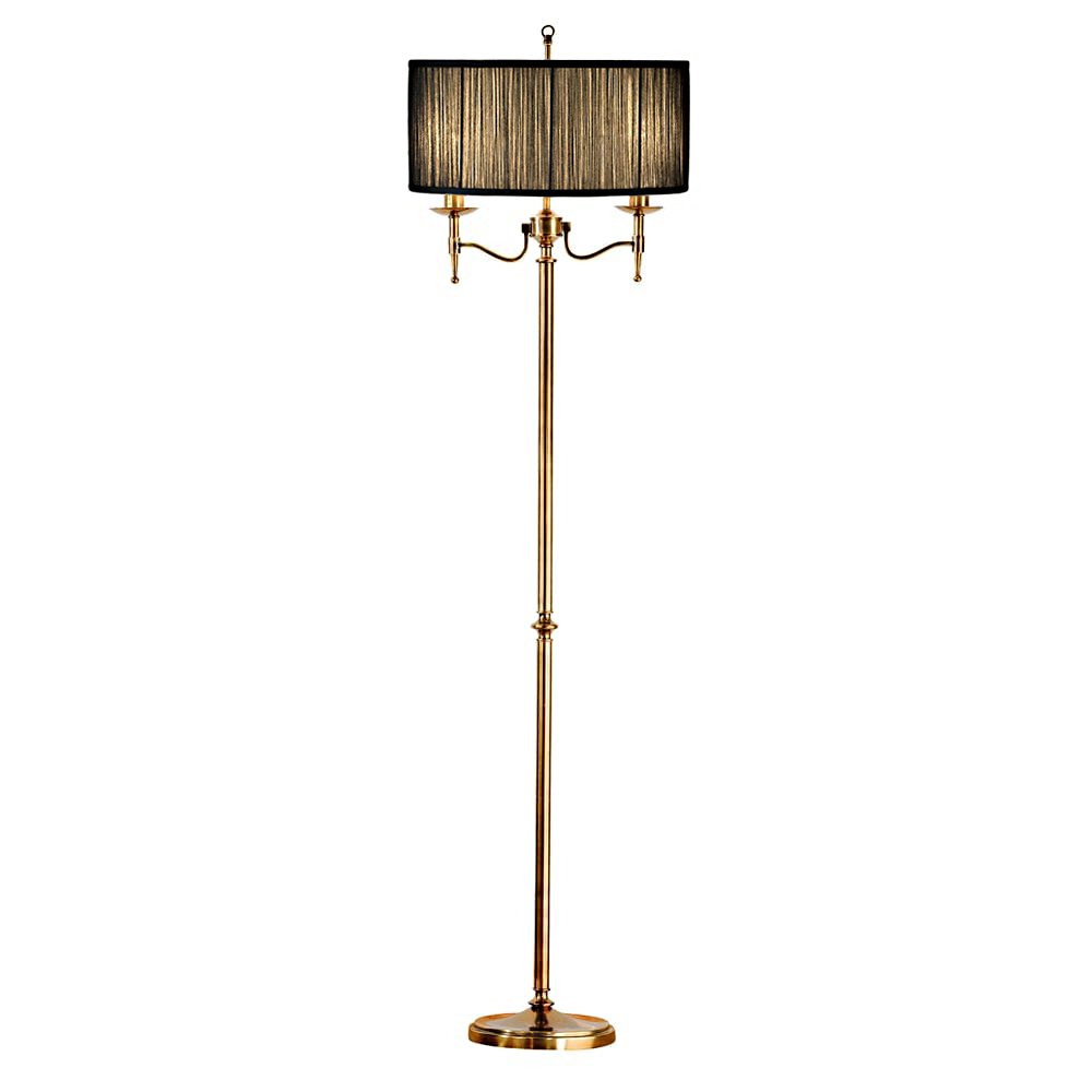 Stanford 2 Light Brass Floor Lamp - Black