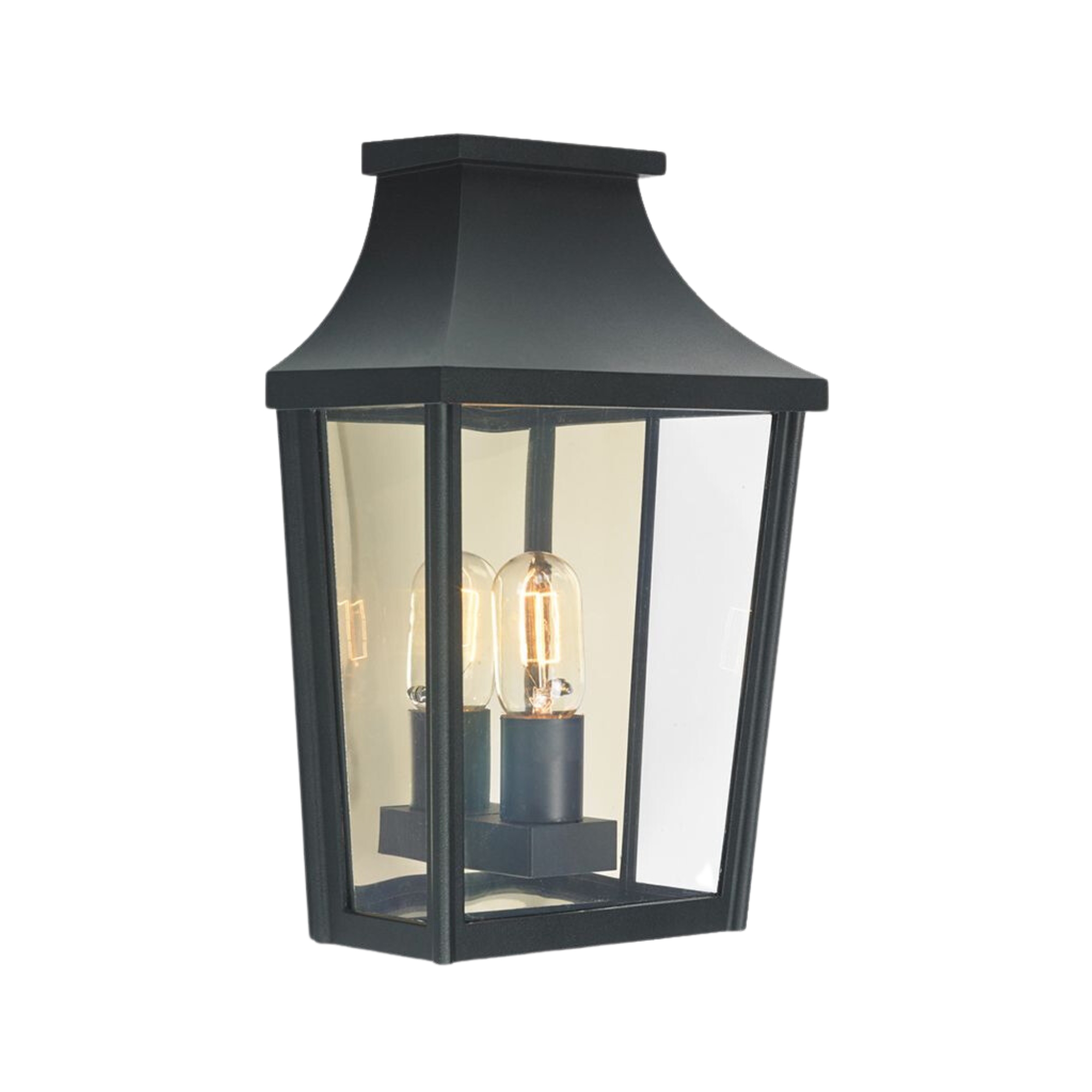 London Flush Black Lantern Wall Light