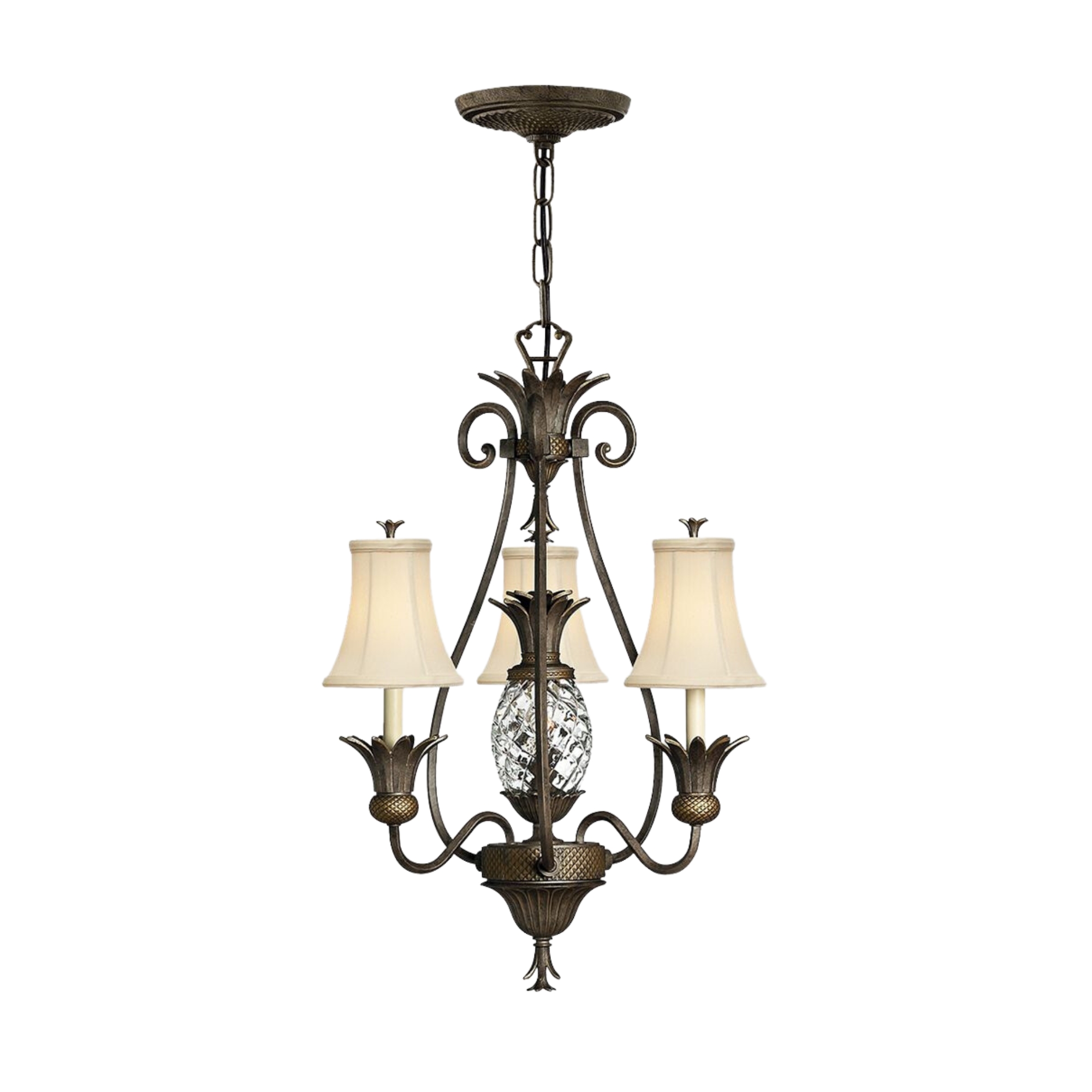 Plantation 3 Light Pearl Bronze Chandelier