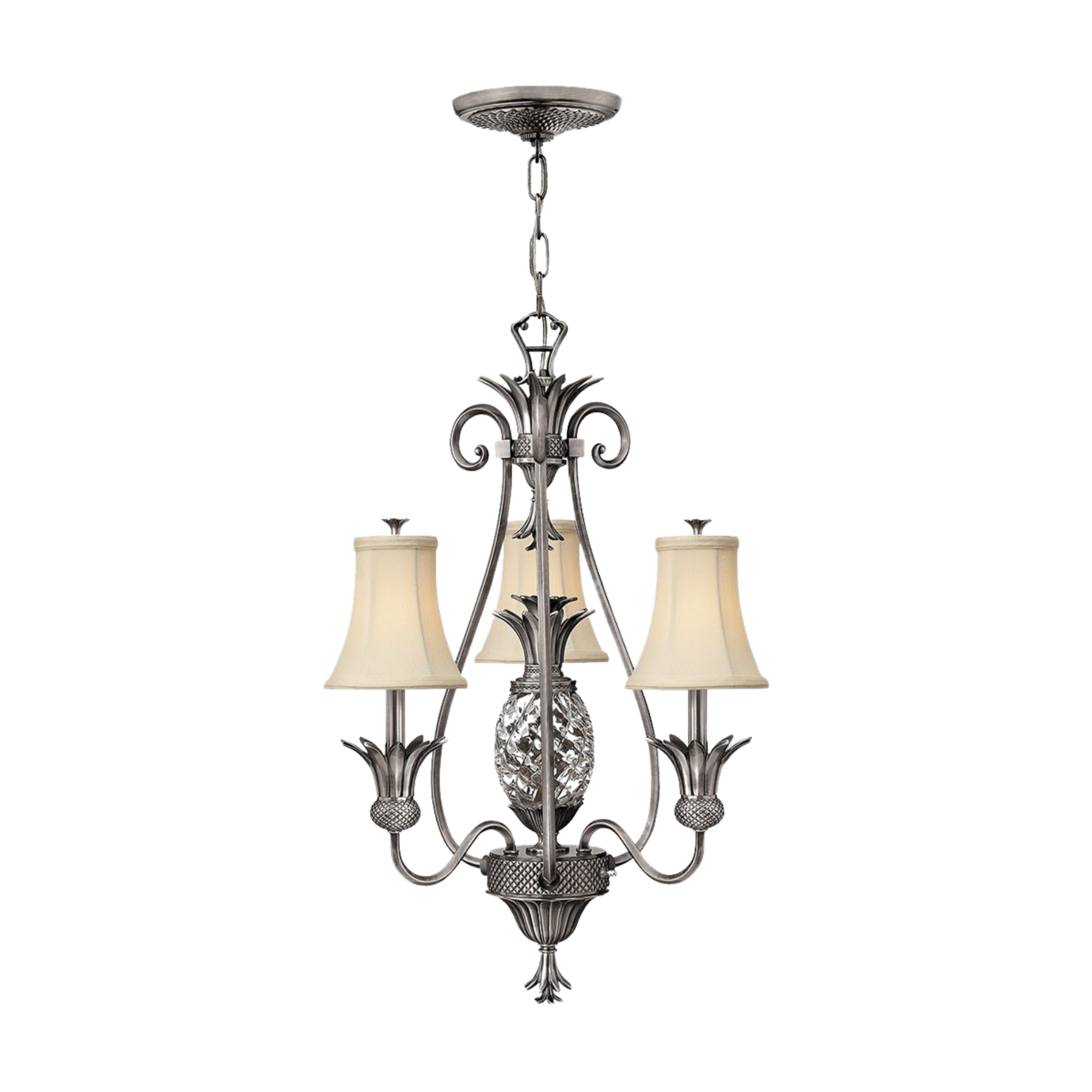 Plantation 3 Light Polished Nickel Chandelier