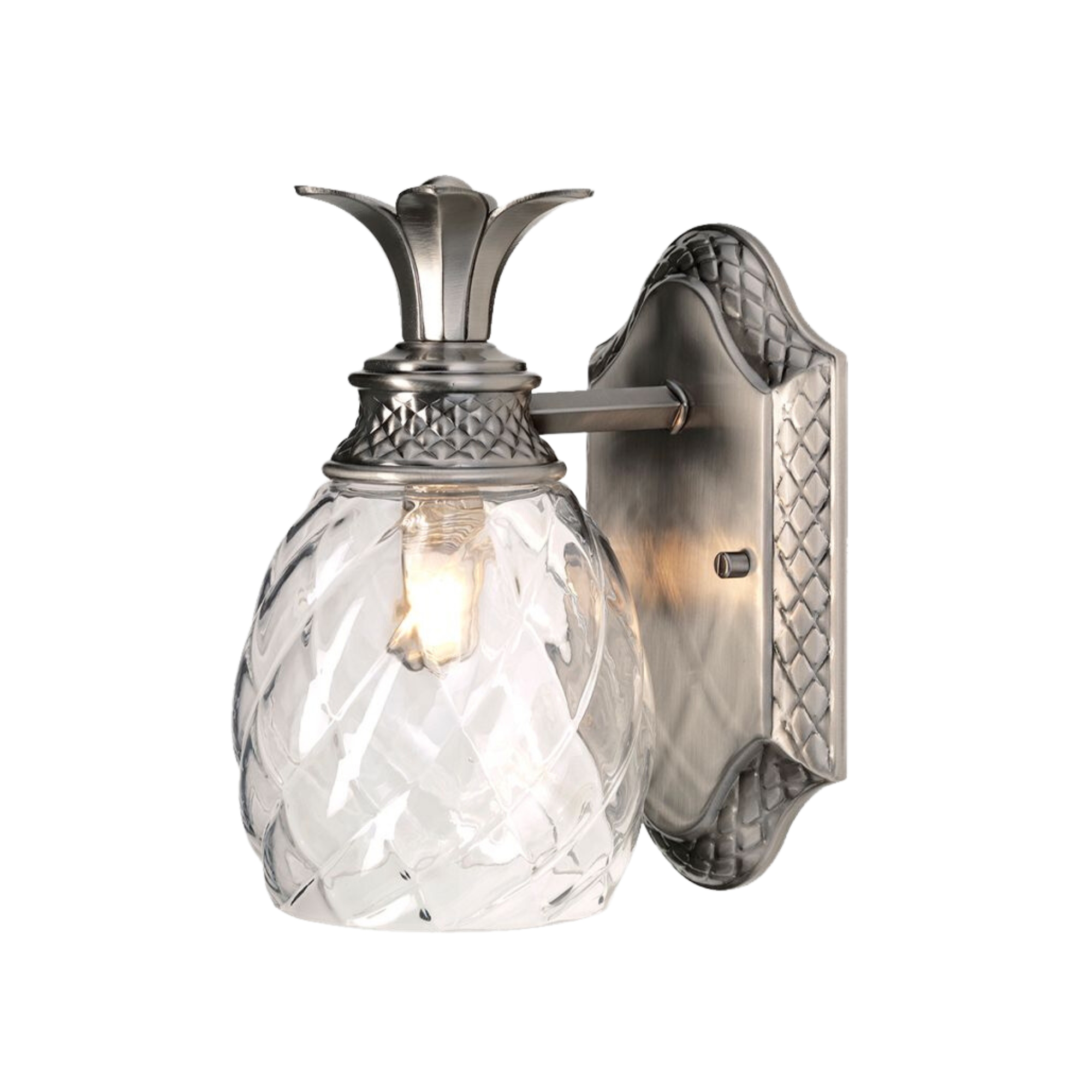 Plantation Polished Nickel Clear Glass Wall Light