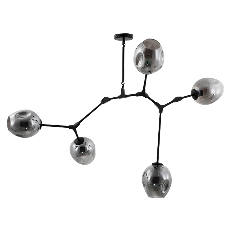 Hand-Blown Dimpled Glass Chandelier - 5 Light