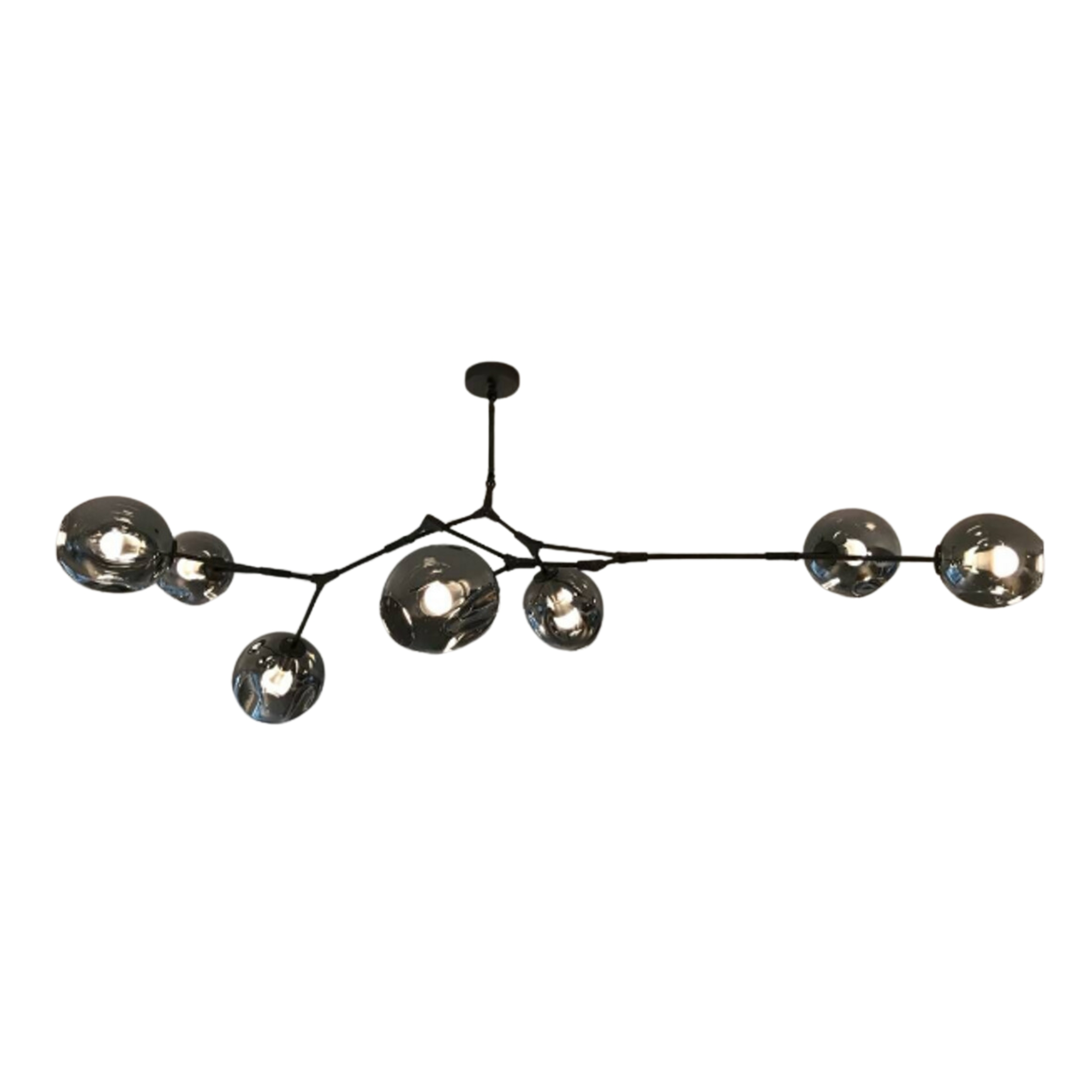 Hand-Blown Dimpled Glass Chandelier - 7 Light - BLK-SMK