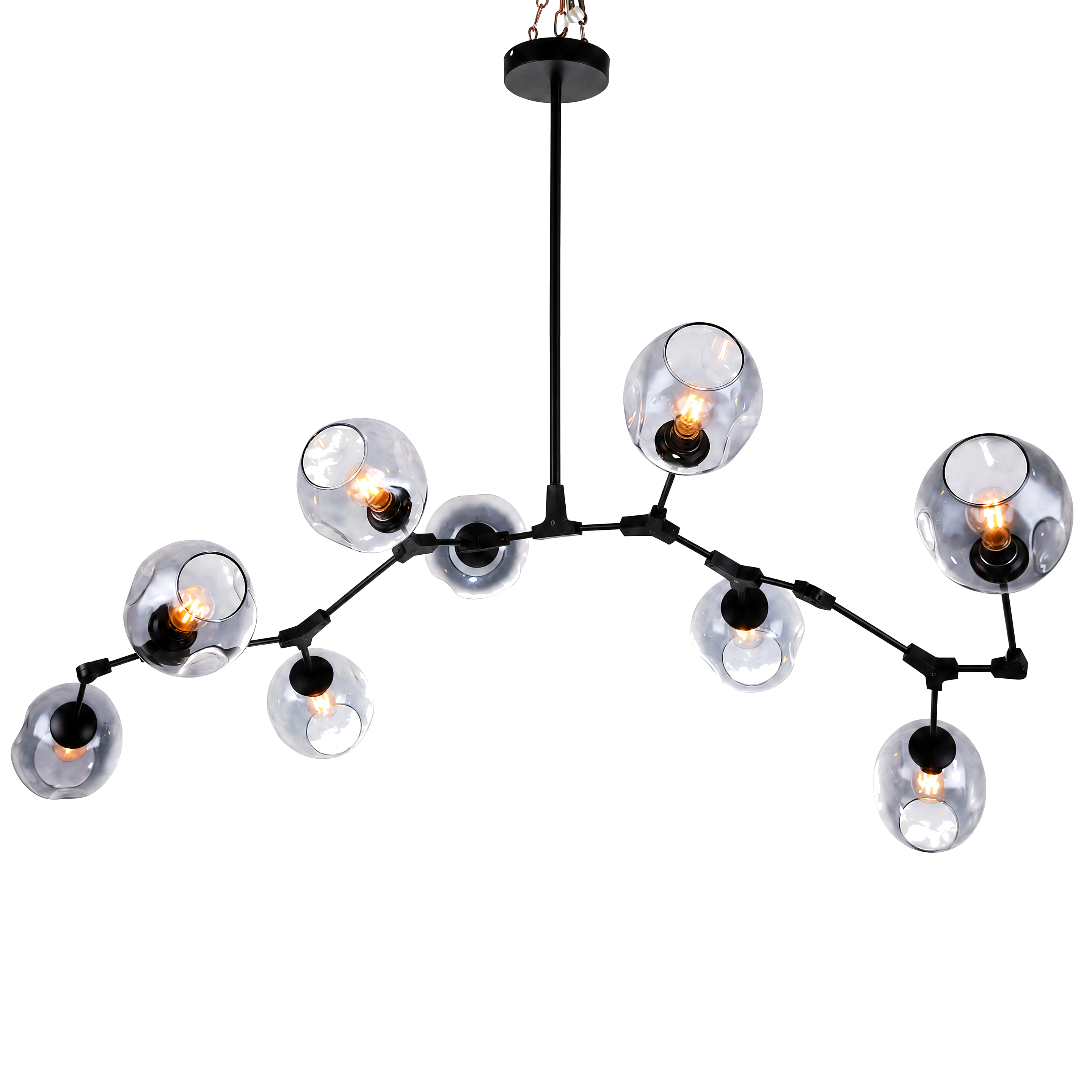 Hand-Blown Dimpled Glass Chandelier - 9 Light