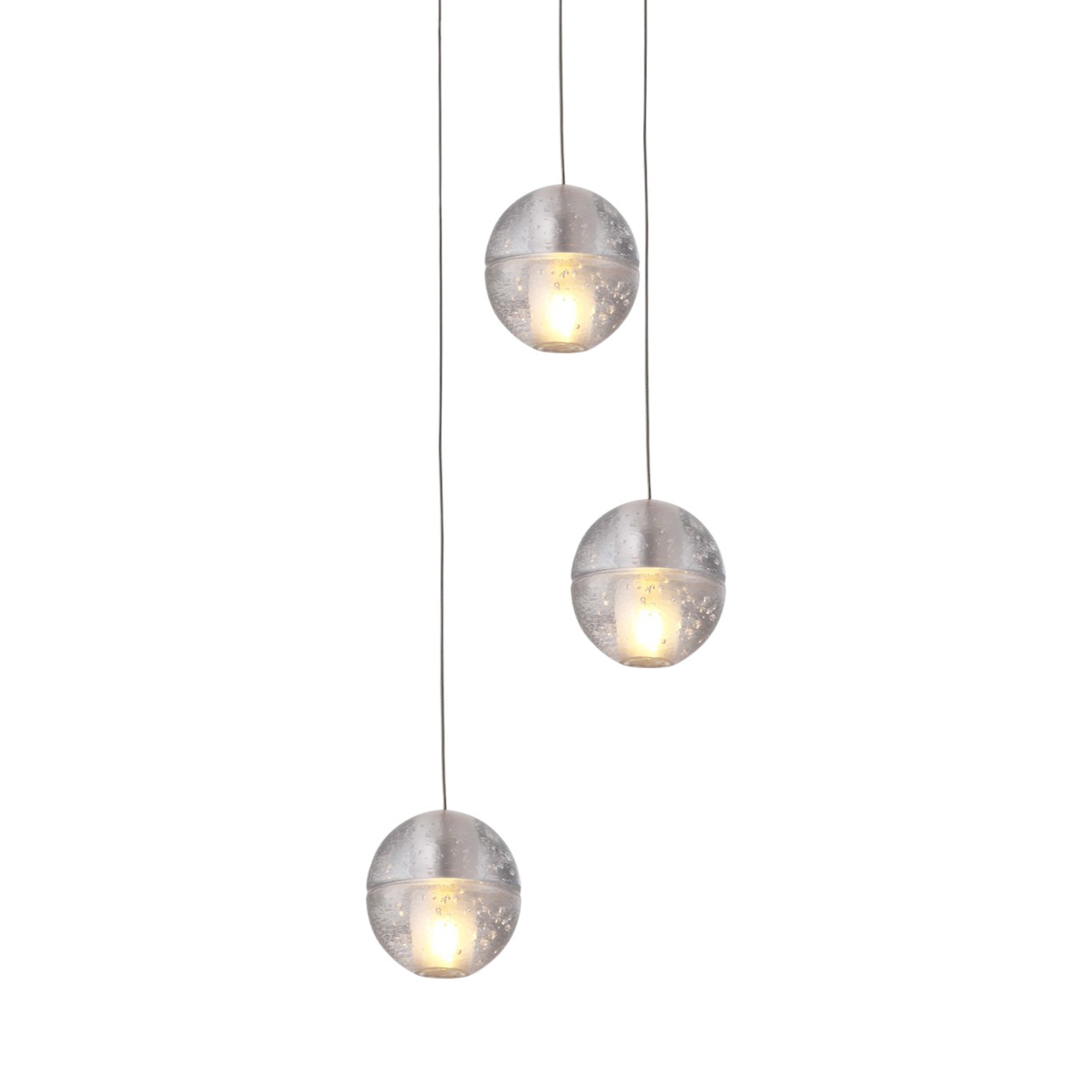Space Bubble Spherical Clear Glass 3 Light LED Cluster Chandelier