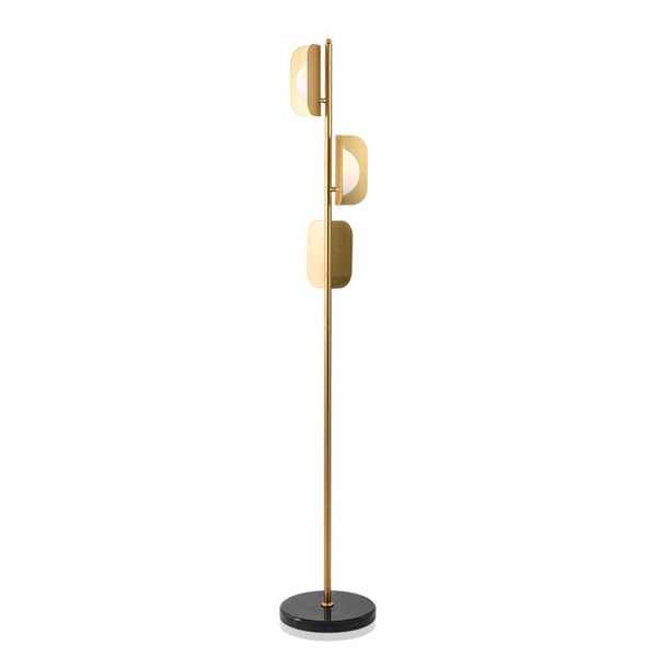 Prima 3 Light Brass Pole Floor Lamp