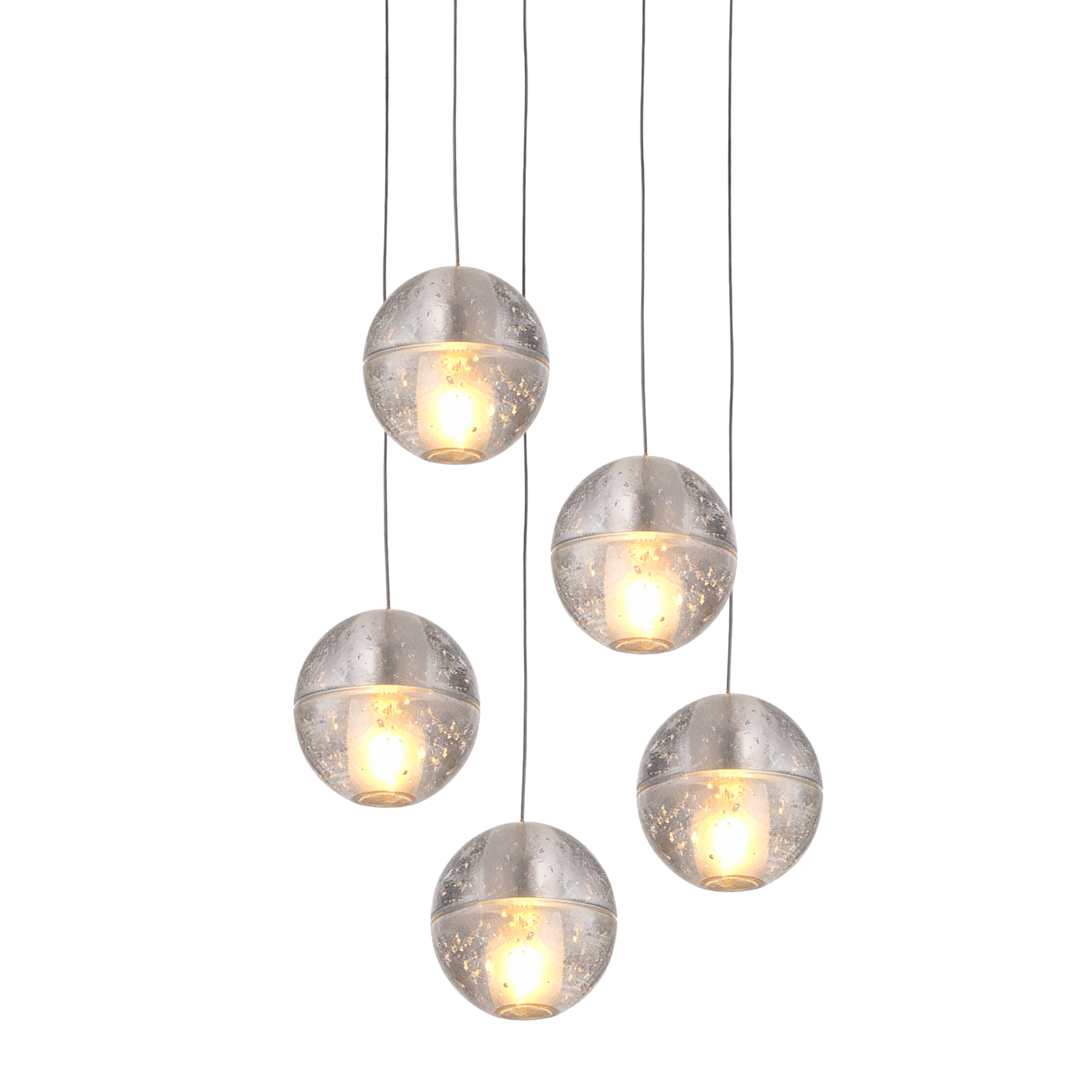 Space Bubble Spherical Clear Glass 5 Light LED Cluster Chandelier