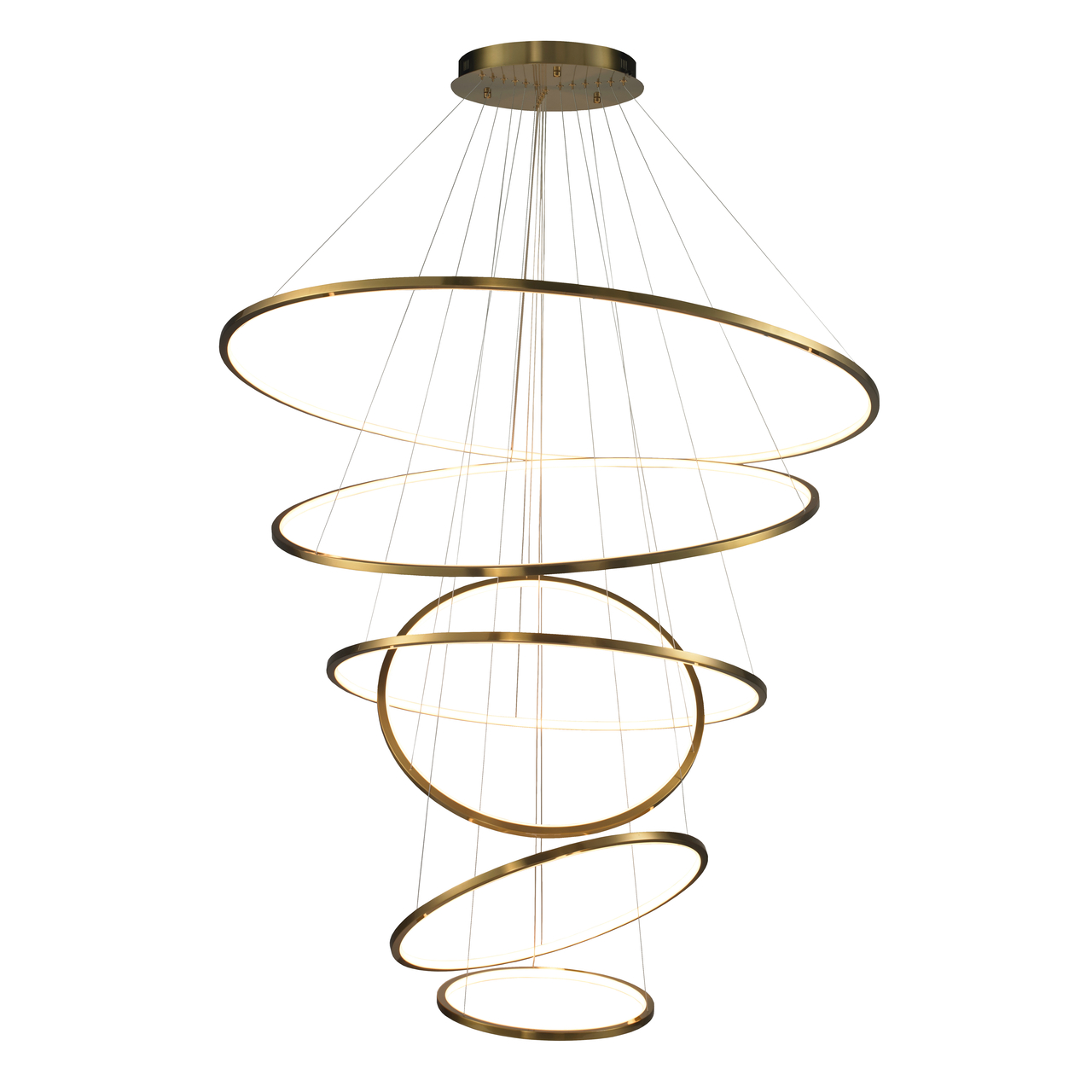 Brass Ring 6 Light LED Pendant Chandelier
