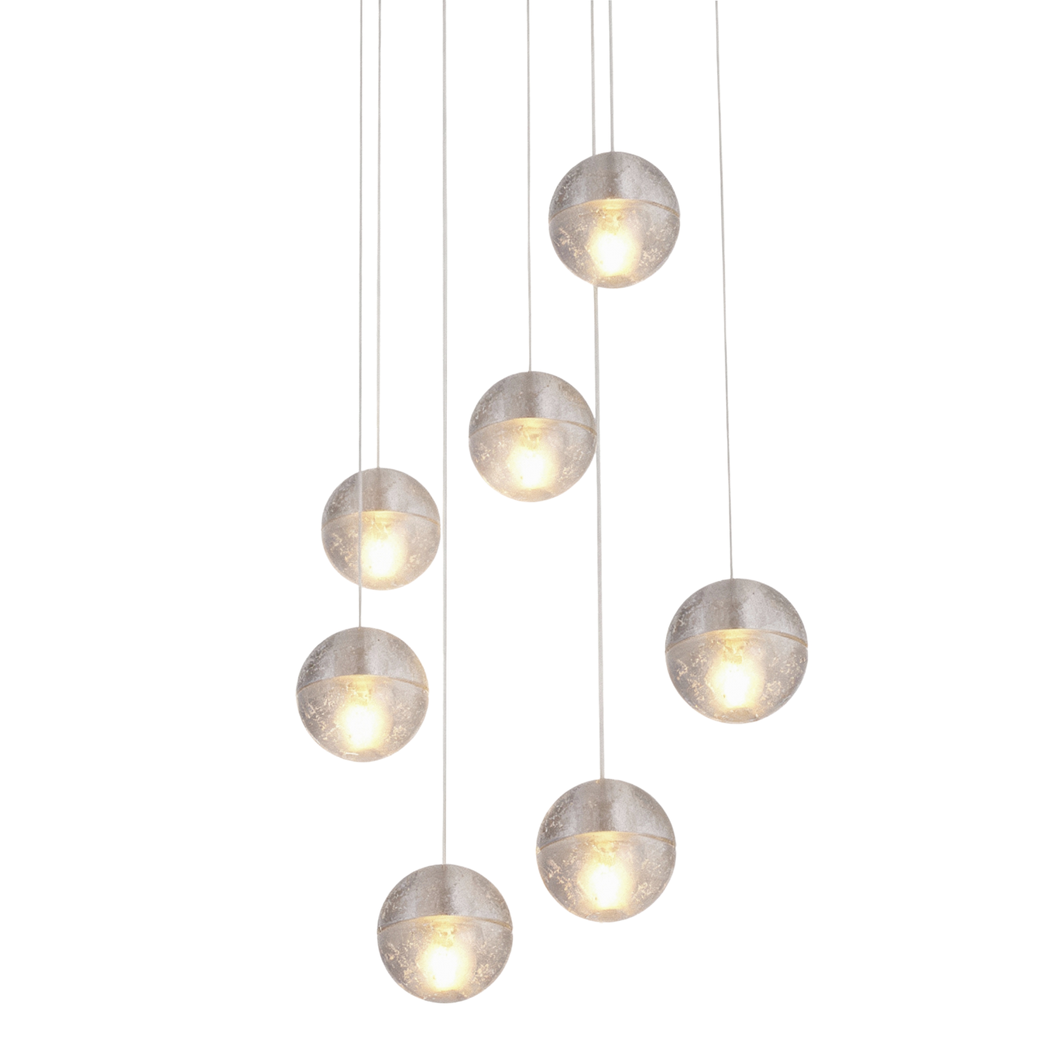 Space Bubble Spherical Clear Glass 7 Light LED Cluster Chandelier