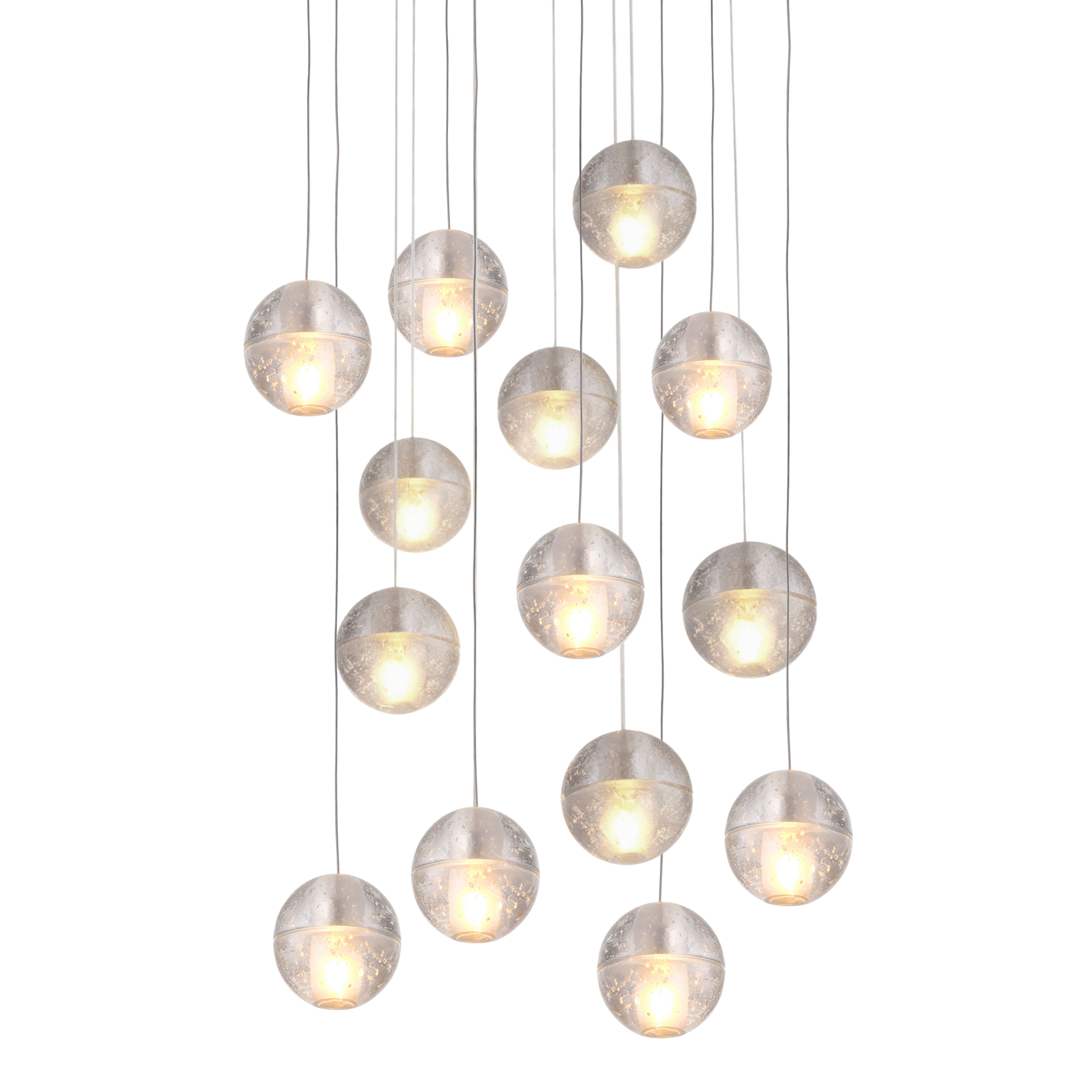 Space Bubble Spherical Clear Glass 14 Light LED Cluster Chandelier