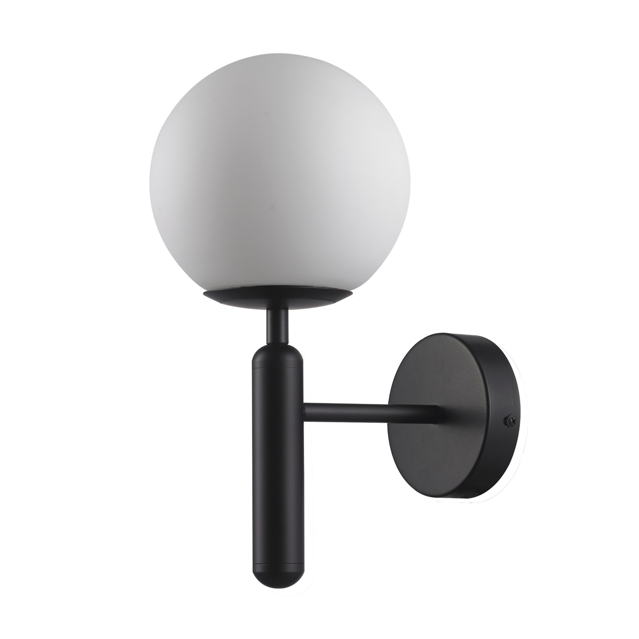 Globe White Glass Black Wall Light