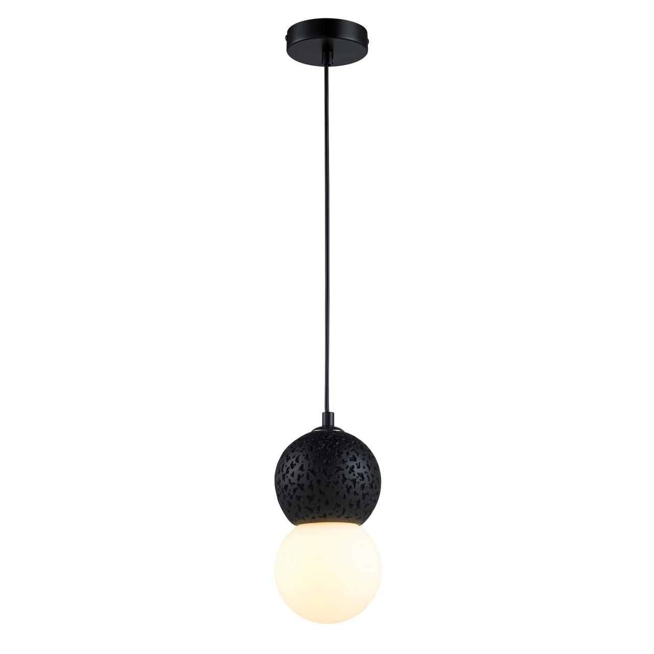Rock Black with White Glass Pendant Light