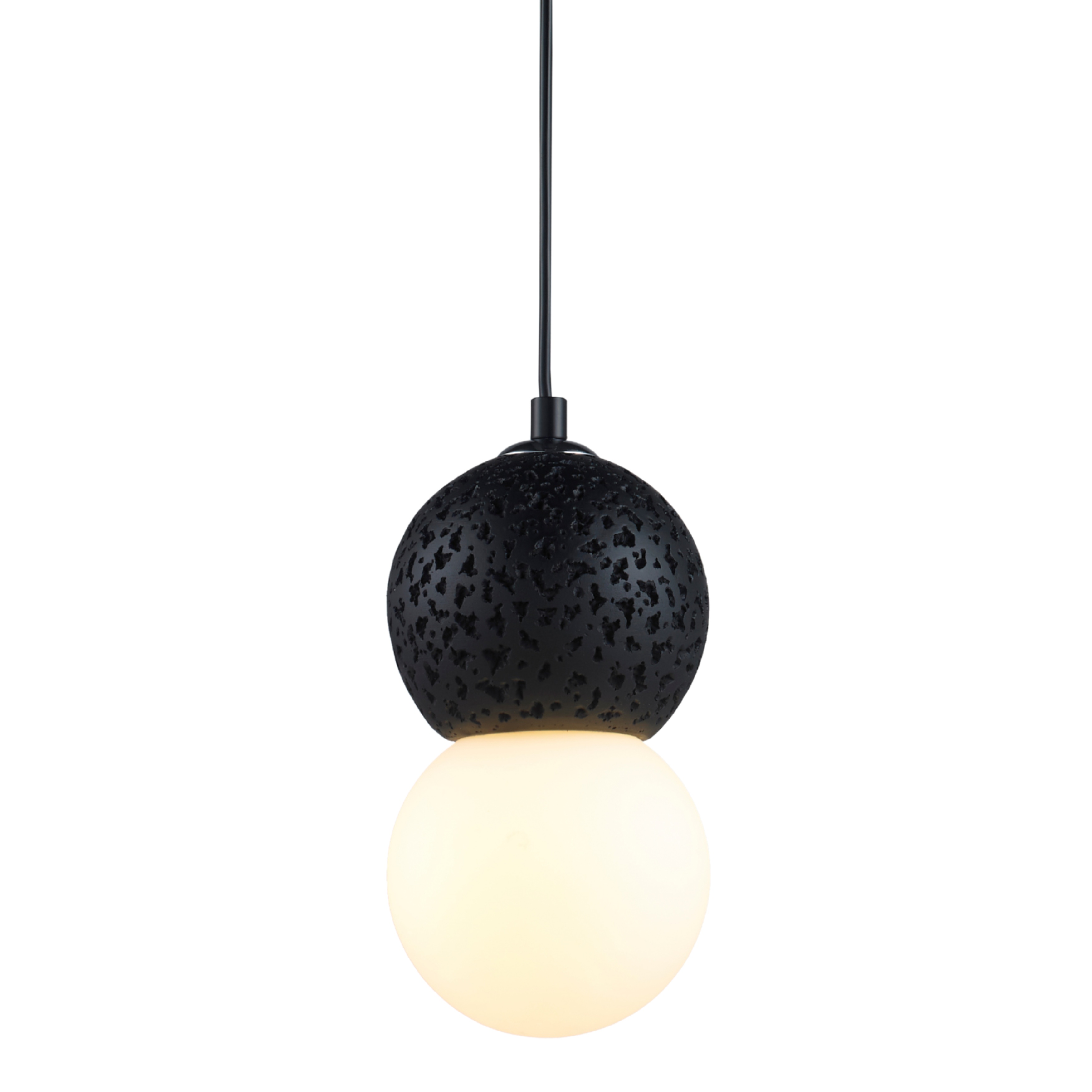 Rock Black with White Glass Pendant Light