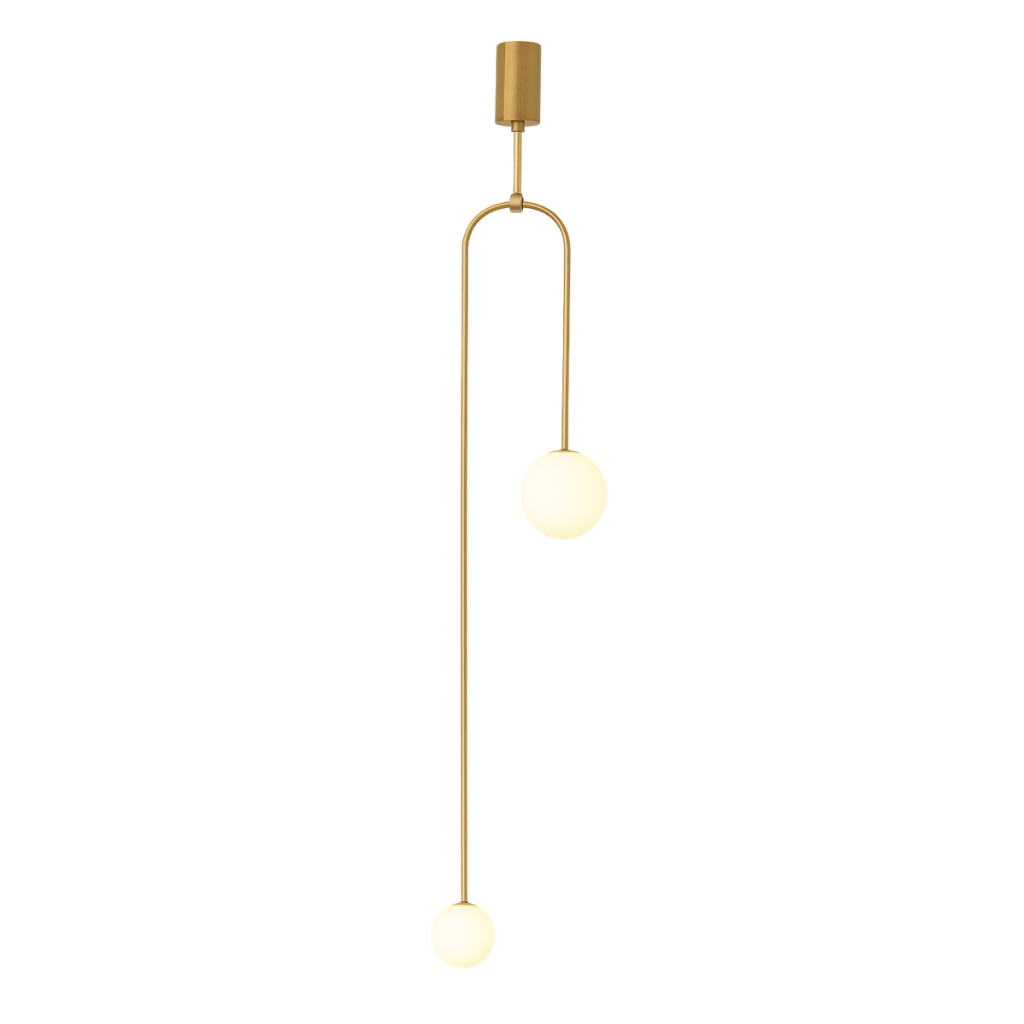 Arched Twin Light Brass Pendant