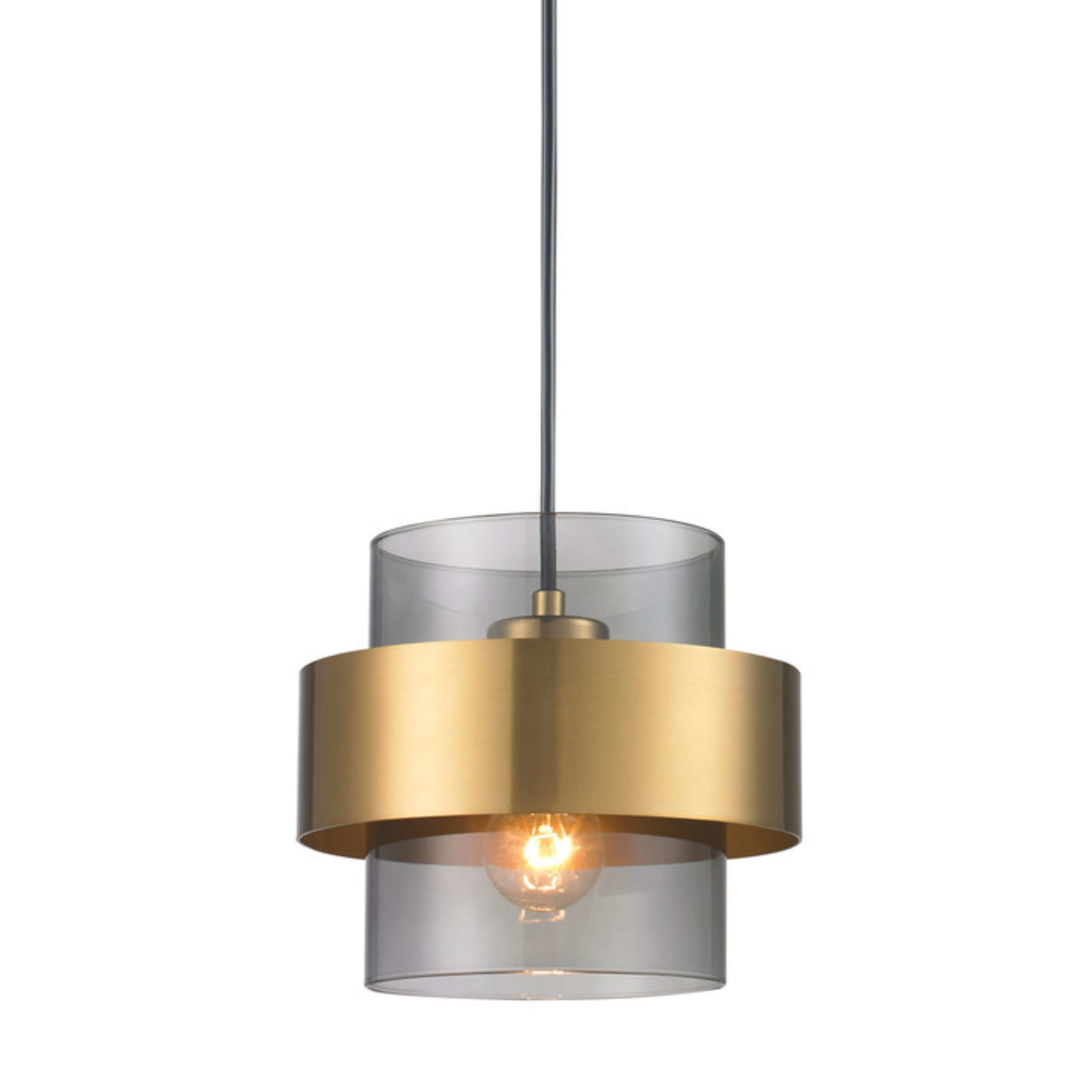 Laya Brass Smoked Glass Pendant