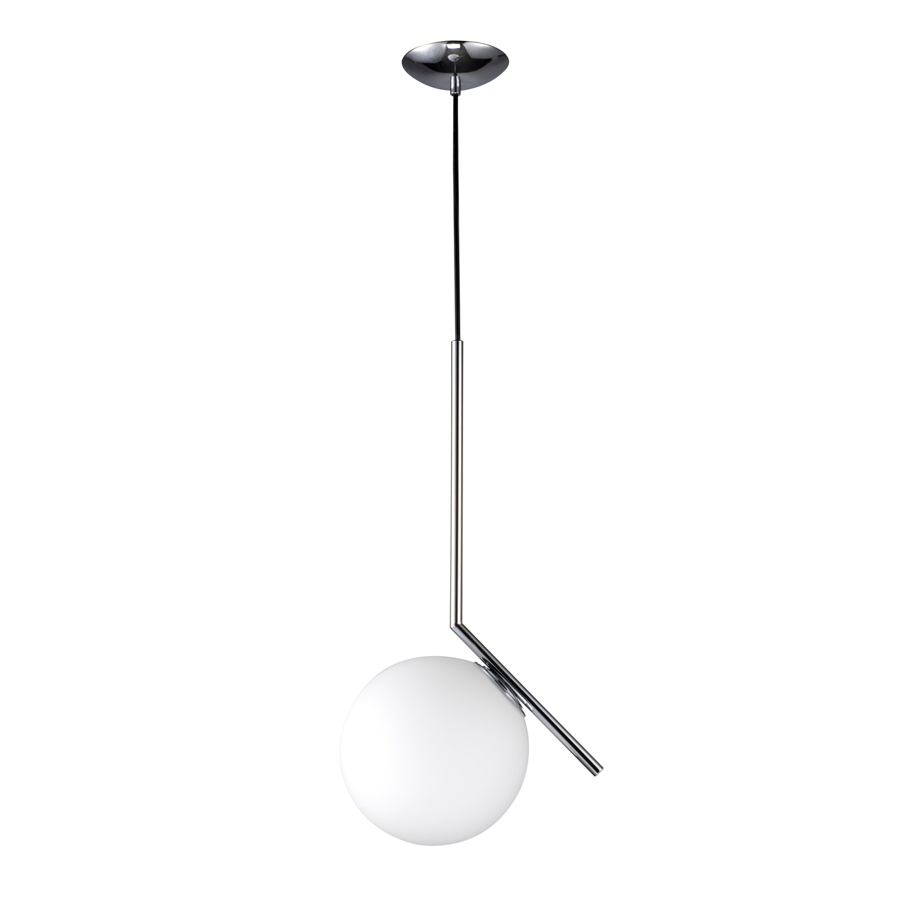 Minimalist Line Chrome Opal Glass Modern Pendant Light