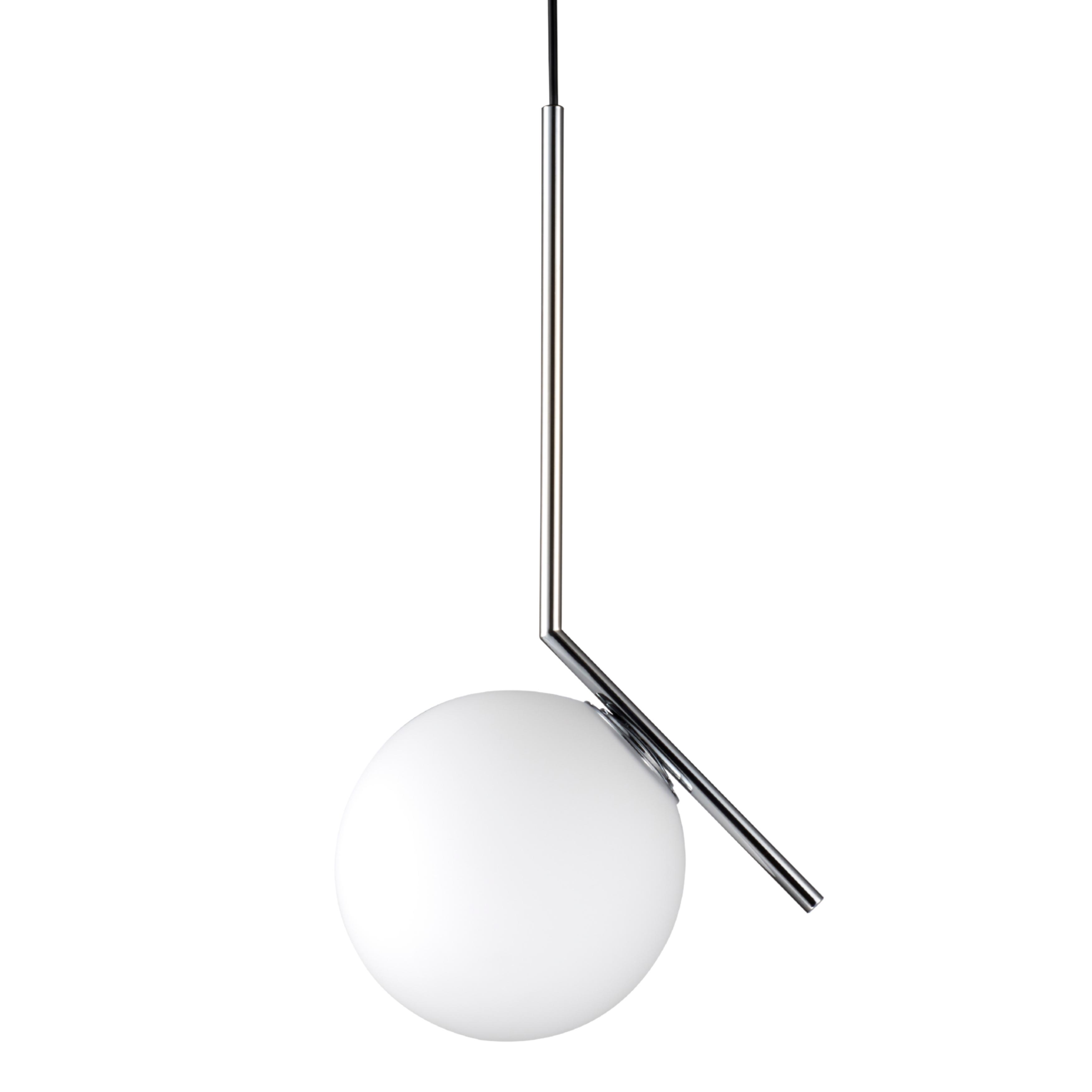 Minimalist Line Chrome Opal Glass Modern Pendant Light