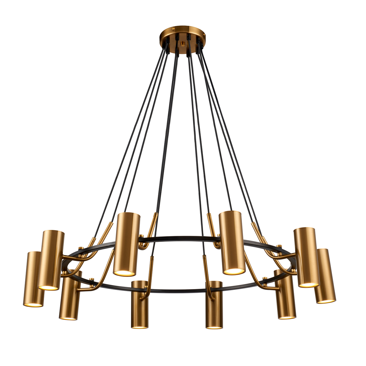 Spot 10 Light Black with Brass Chandelier