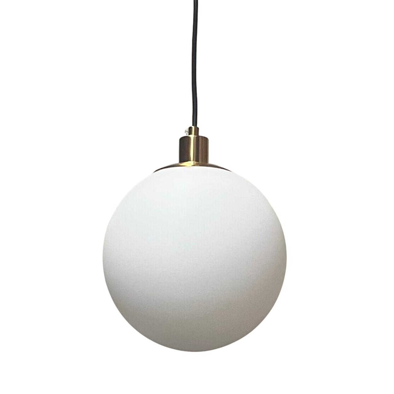 Selena Round Opal Glass Pendant Light - Brass