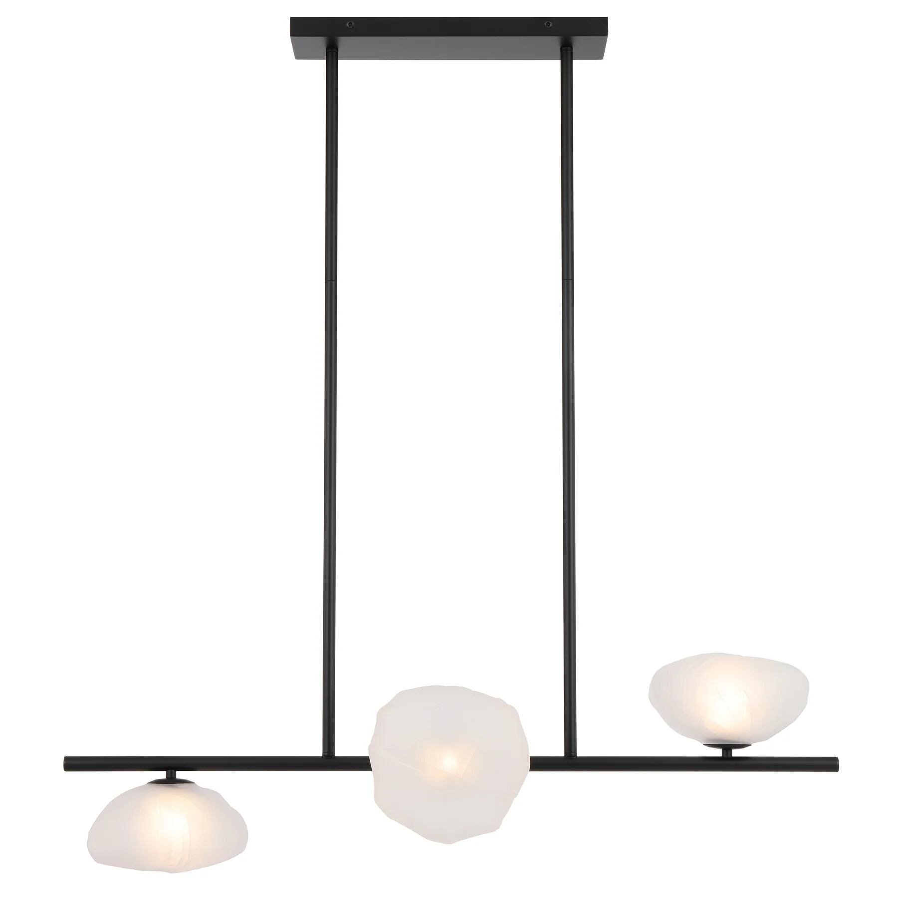 Zaria Black Frosted Glass 3 Light Horizontal Pendant