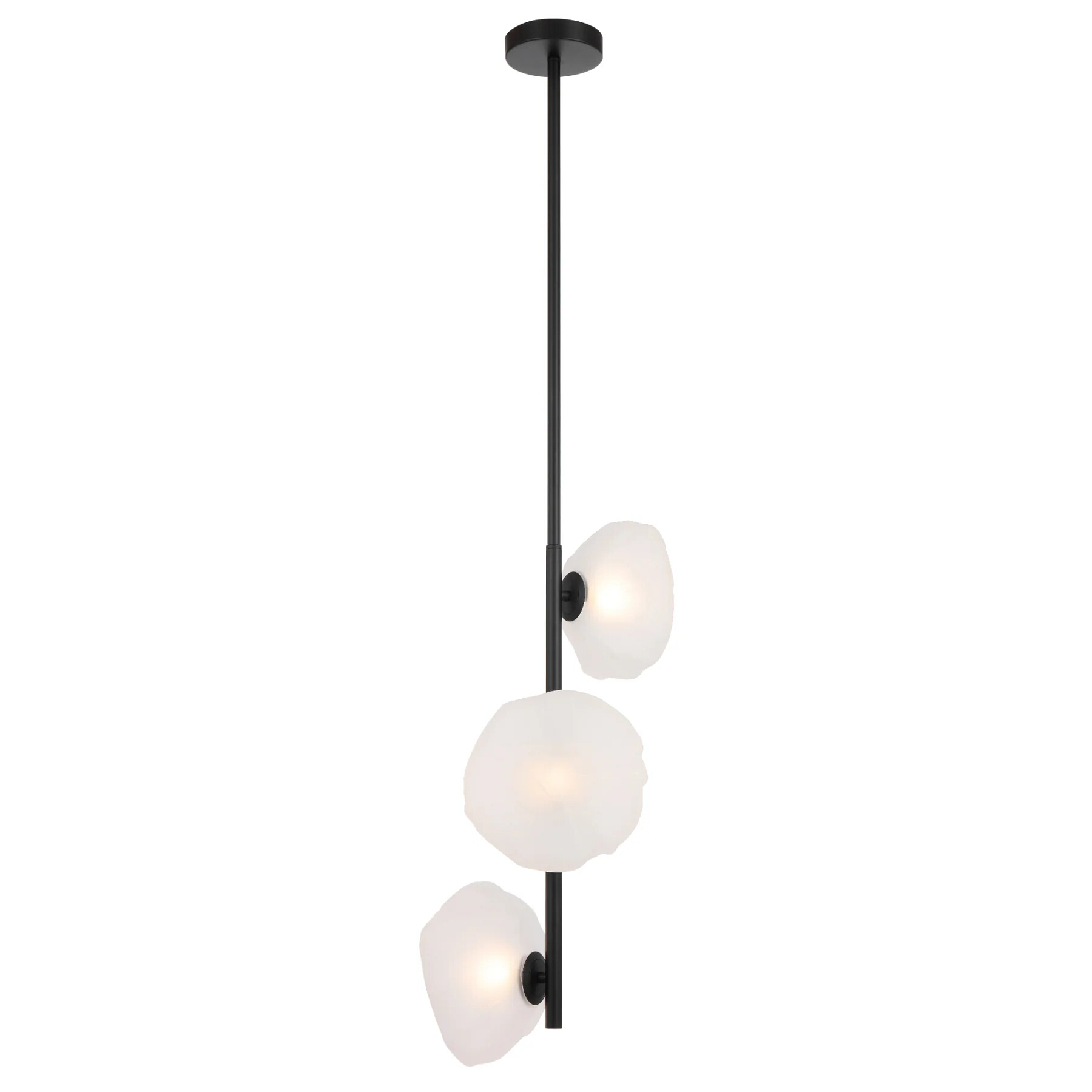 Zaria Black Frosted Glass 3 Light Vertical Pendant Light