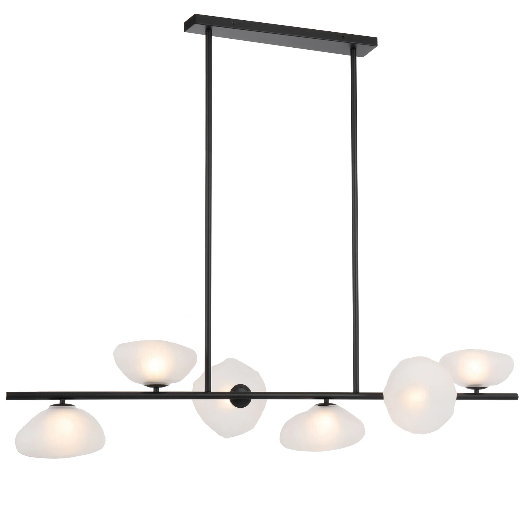 Zaria Black Frosted Glass 6 Light Horizontal Pendant