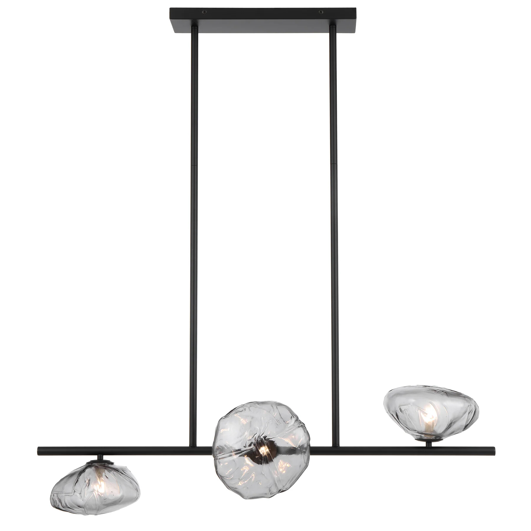 Zaria Black Smoked Glass 3 Light Horizontal Pendant