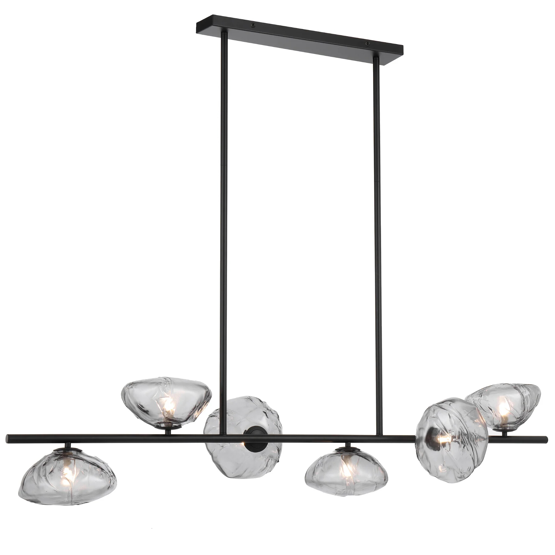 Zaria Black Smoked Glass 6 Light Horizontal Pendant