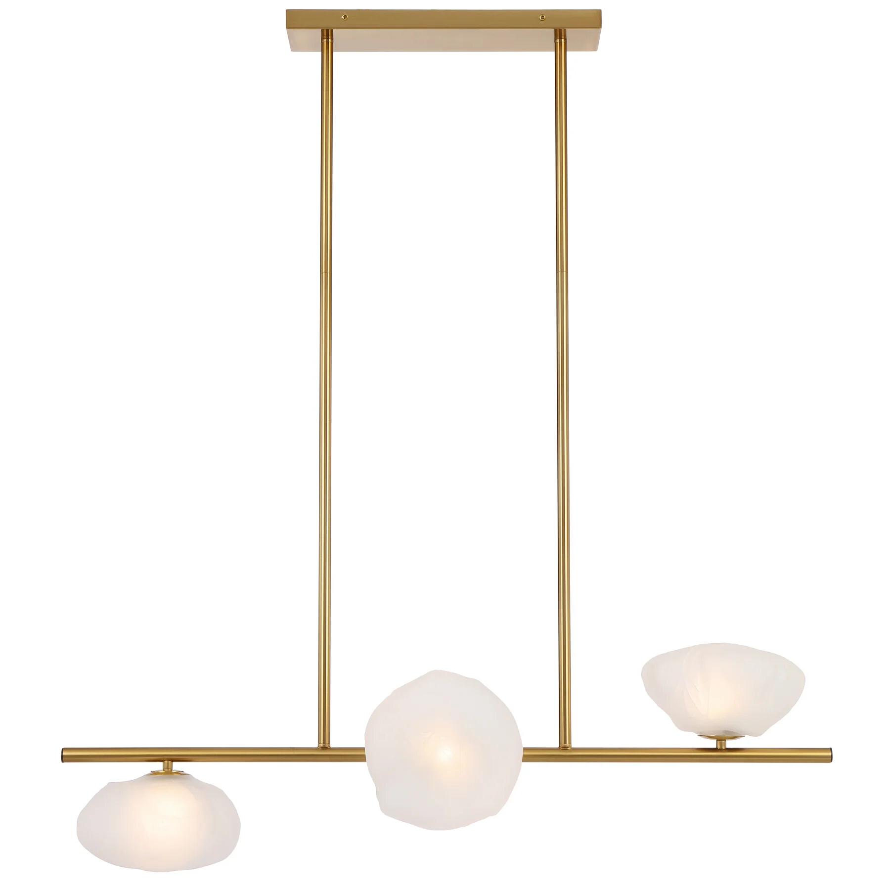 Zaria Gold Frosted Glass 3 Light Horizontal Pendant