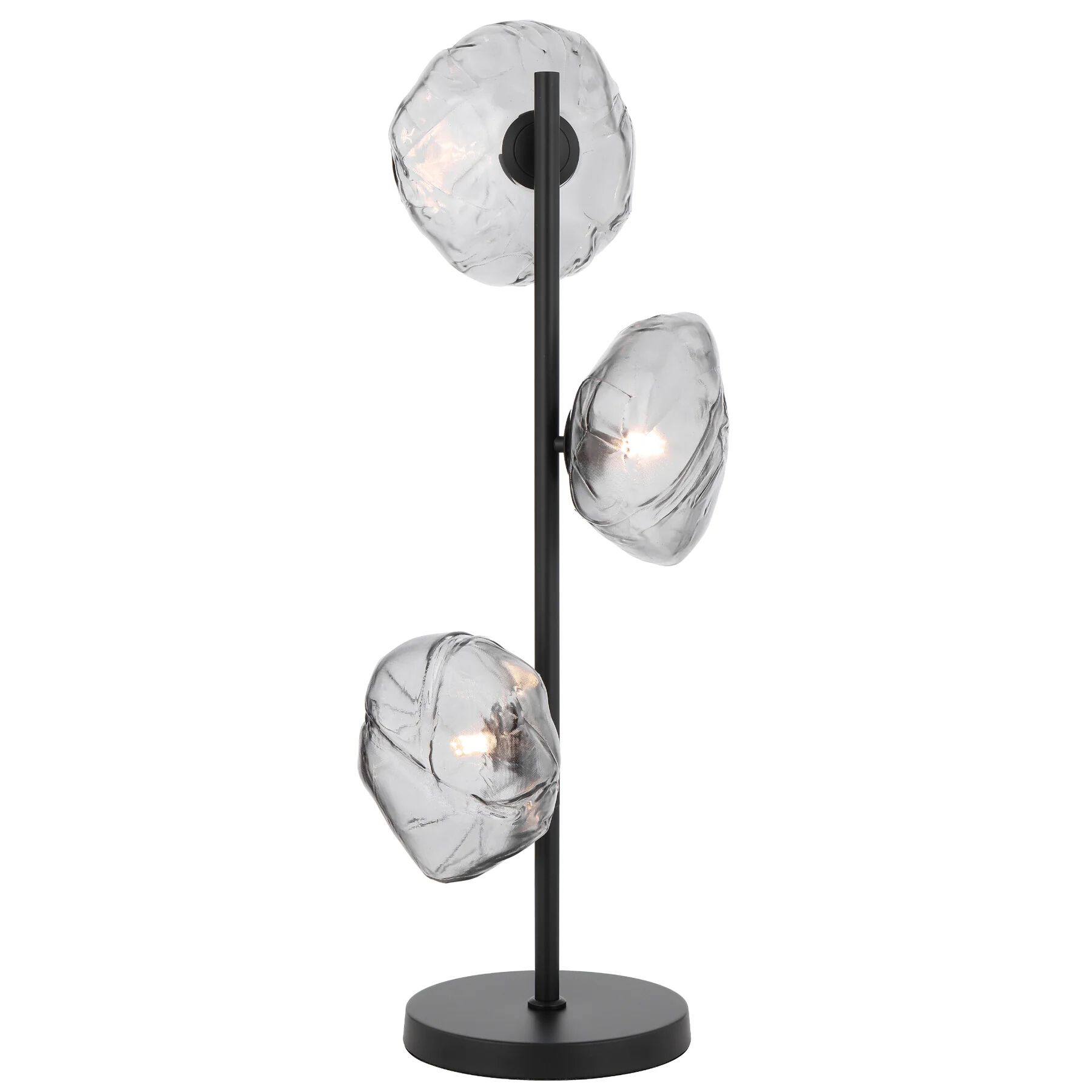 Zaria Matt Black Smoked Glass Table Lamp