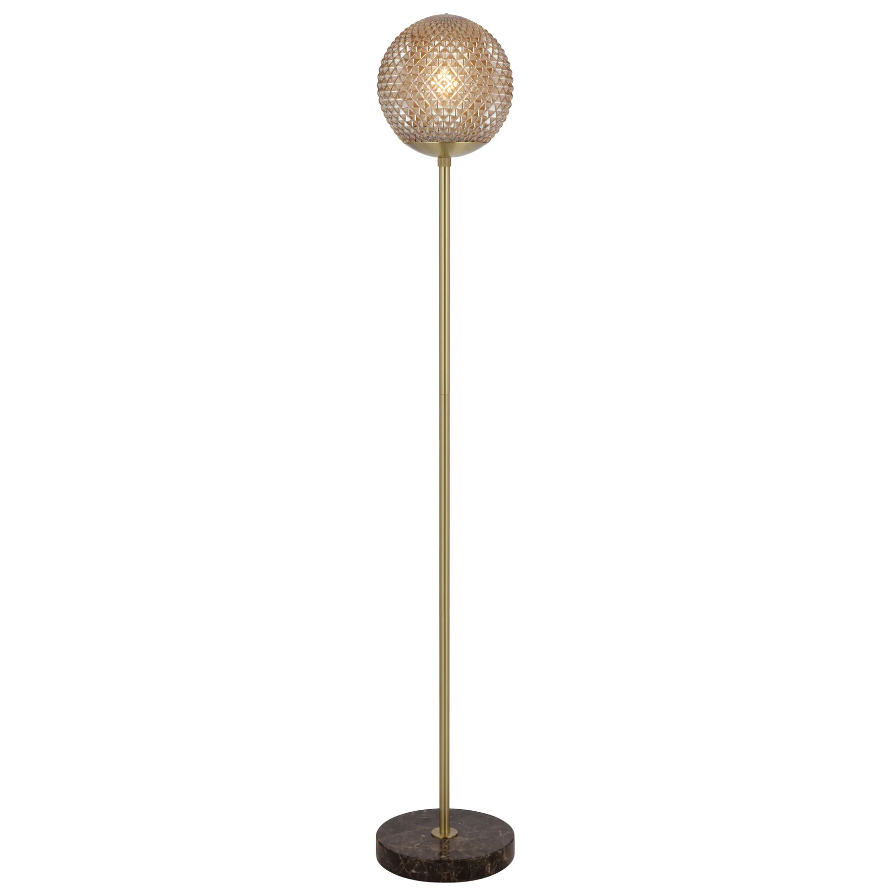 Erbil Brown Marble Amber Glass Floor Lamp