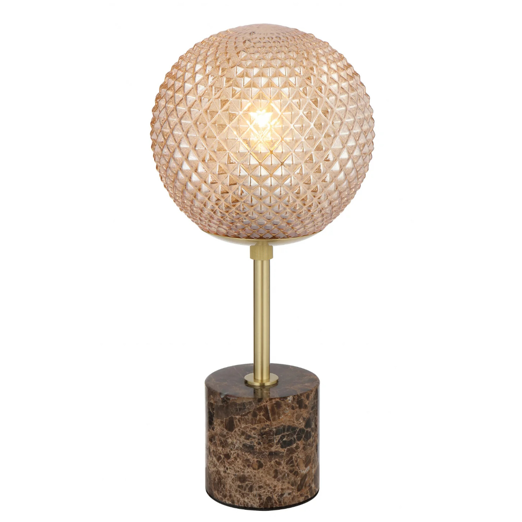 Erbil Brown Marble Amber Glass Table Lamp