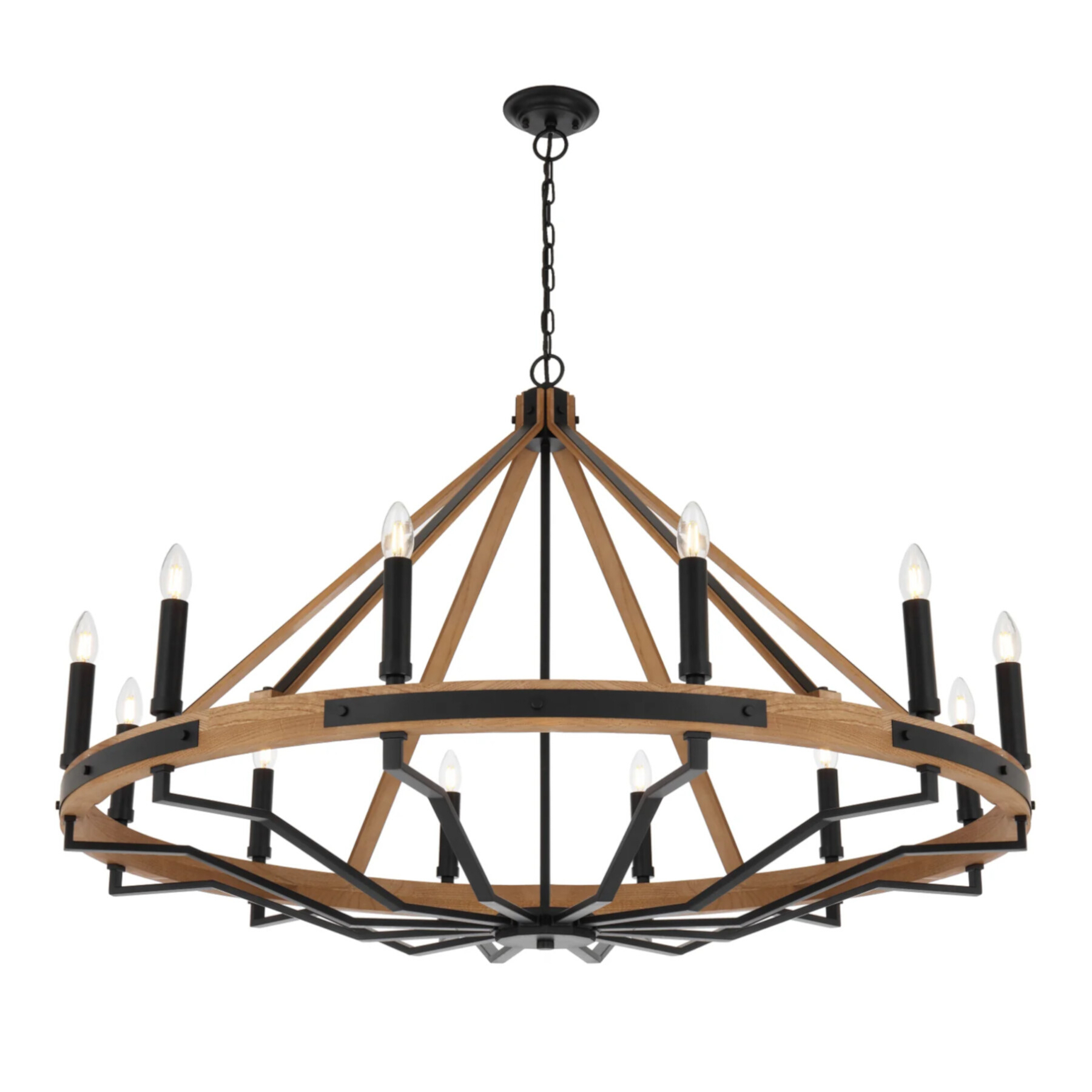 Isthmus 12 Light Ash Wood Farmhouse Pendant