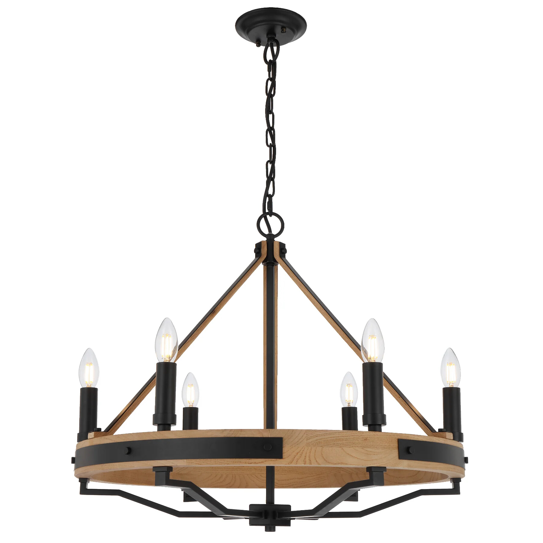 Isthmus 6 Light Ash Wood Farmhouse Pendant