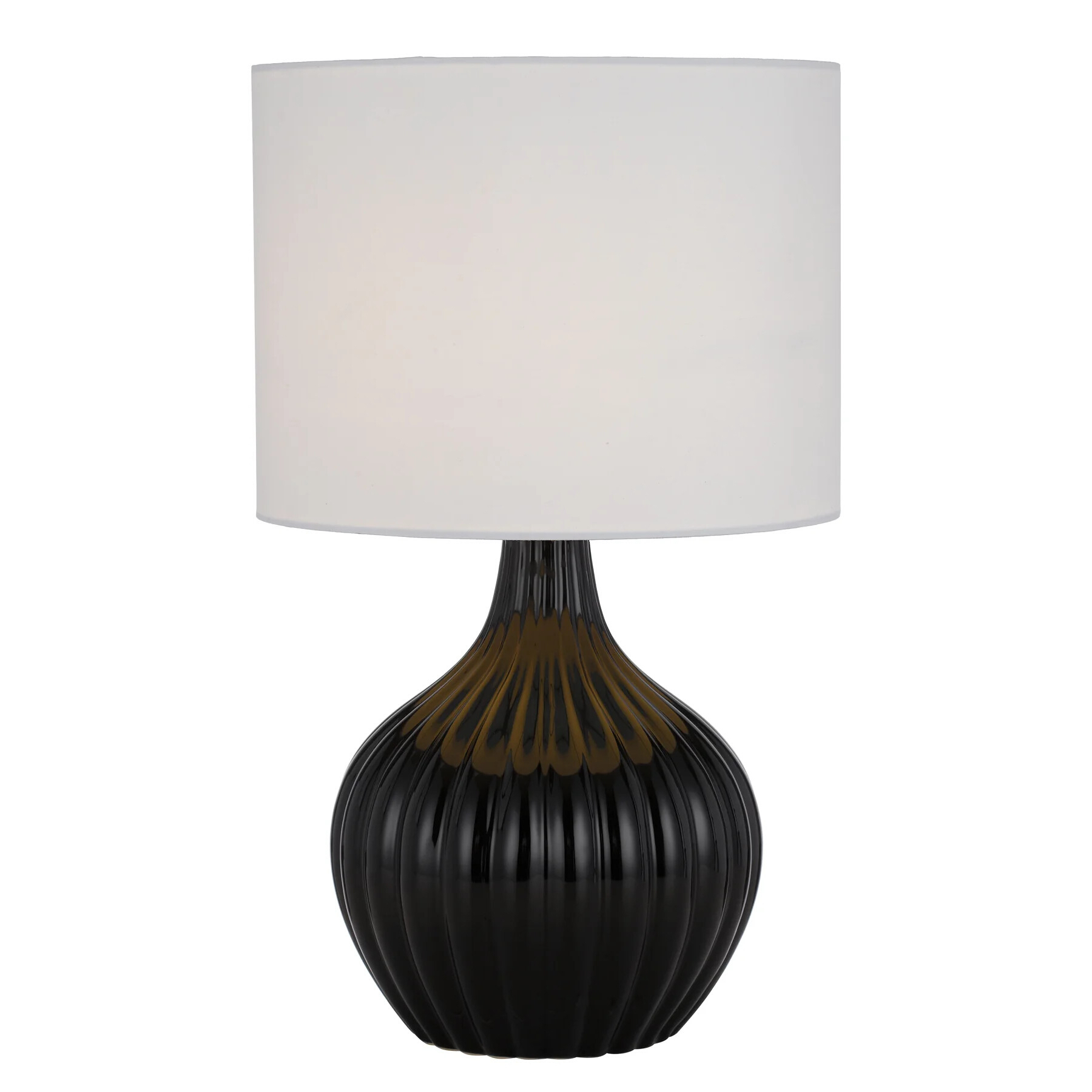 Narva Black Ribbed Ceramic Table Lamp