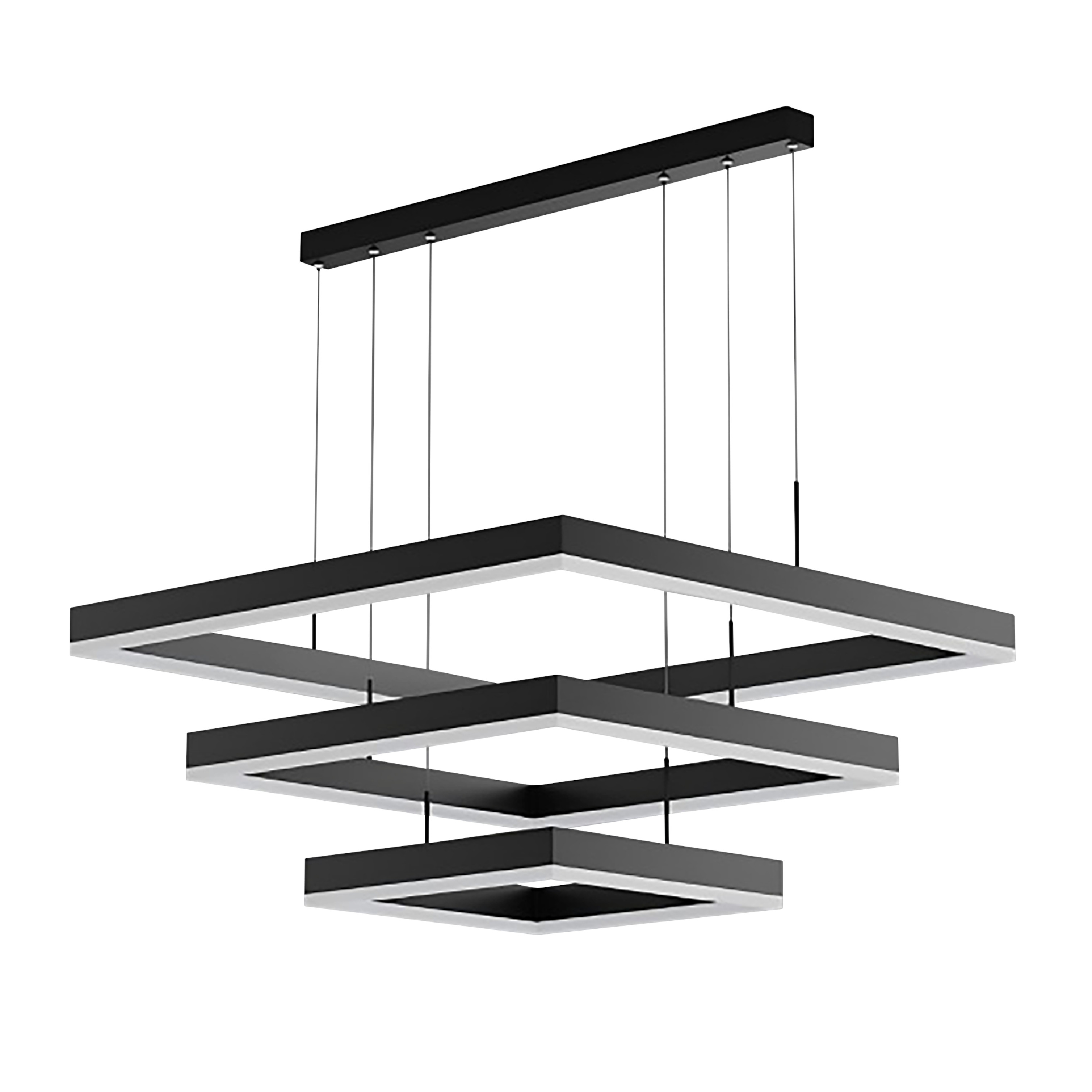 Square Black 3 Tier LED Chandelier