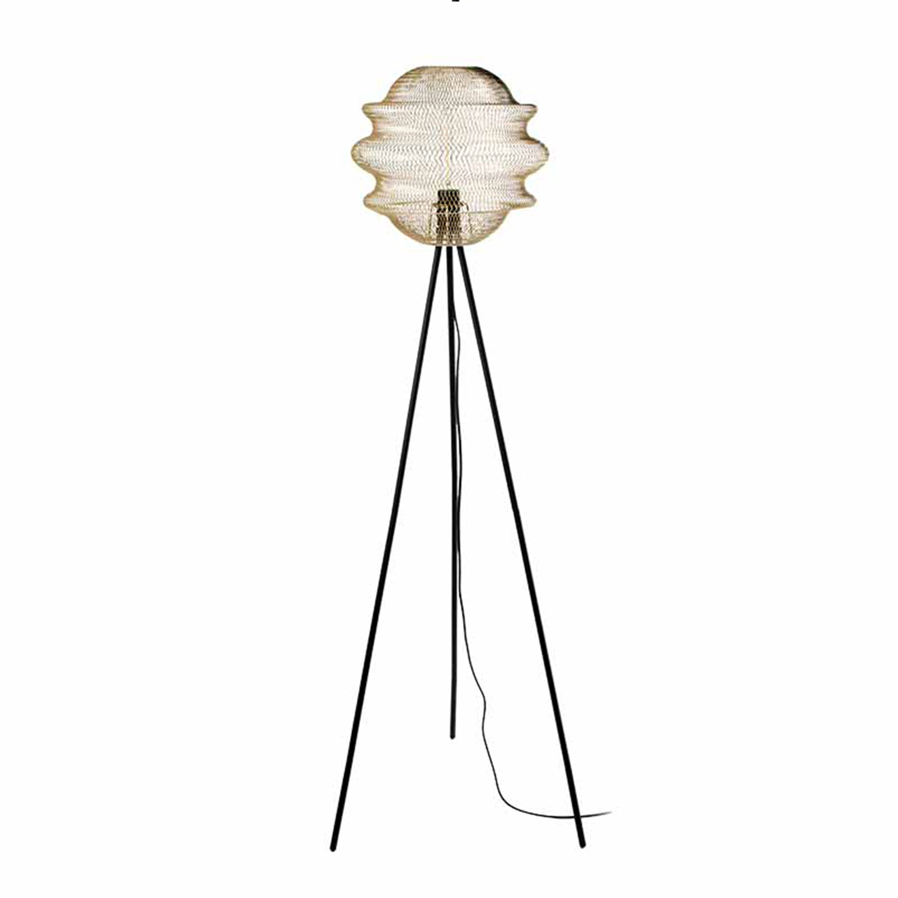 Mesh Golden Wire Tripod Floor Lamp