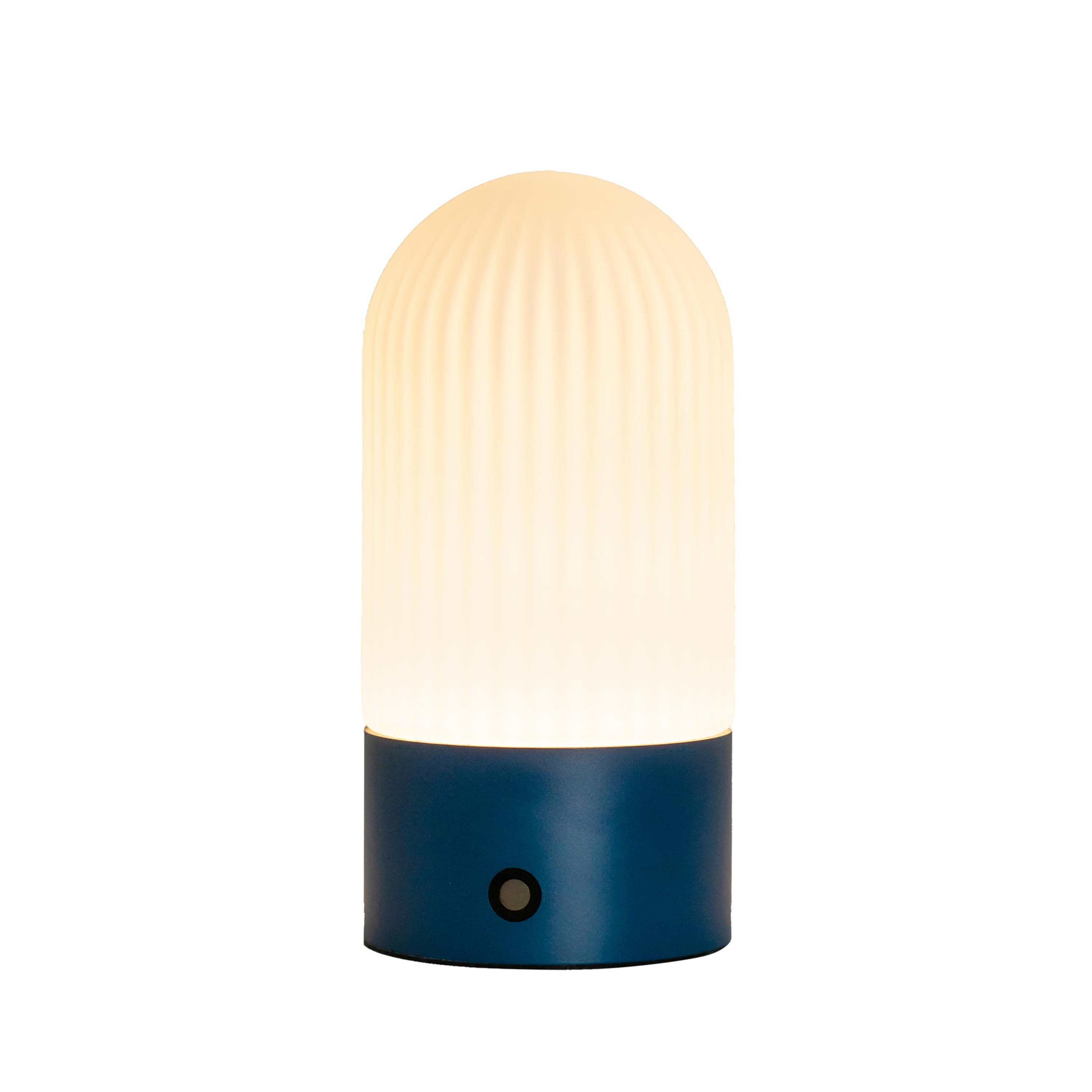 Avenue Reeded Opal Glass Blue Table Lamp