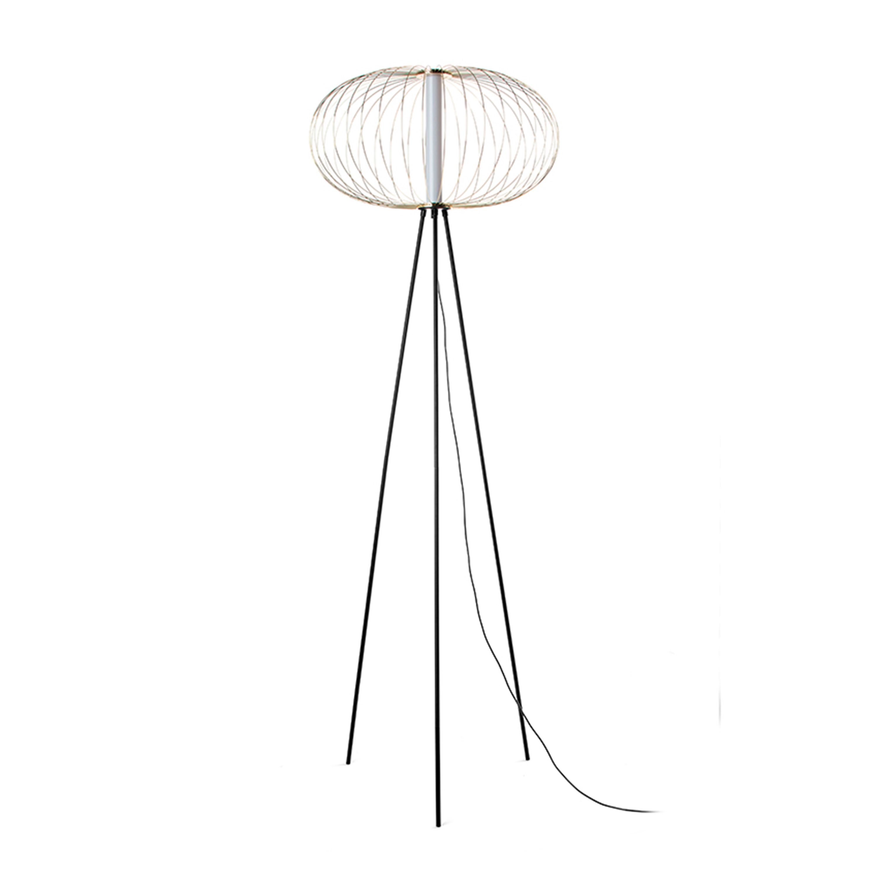 Atom Brass Steel Wire Disk LED Floor Lamp